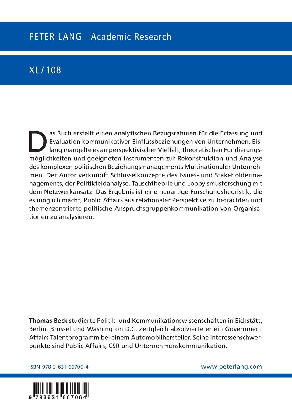 Rückseitencover International Corporate Public Affairs Management