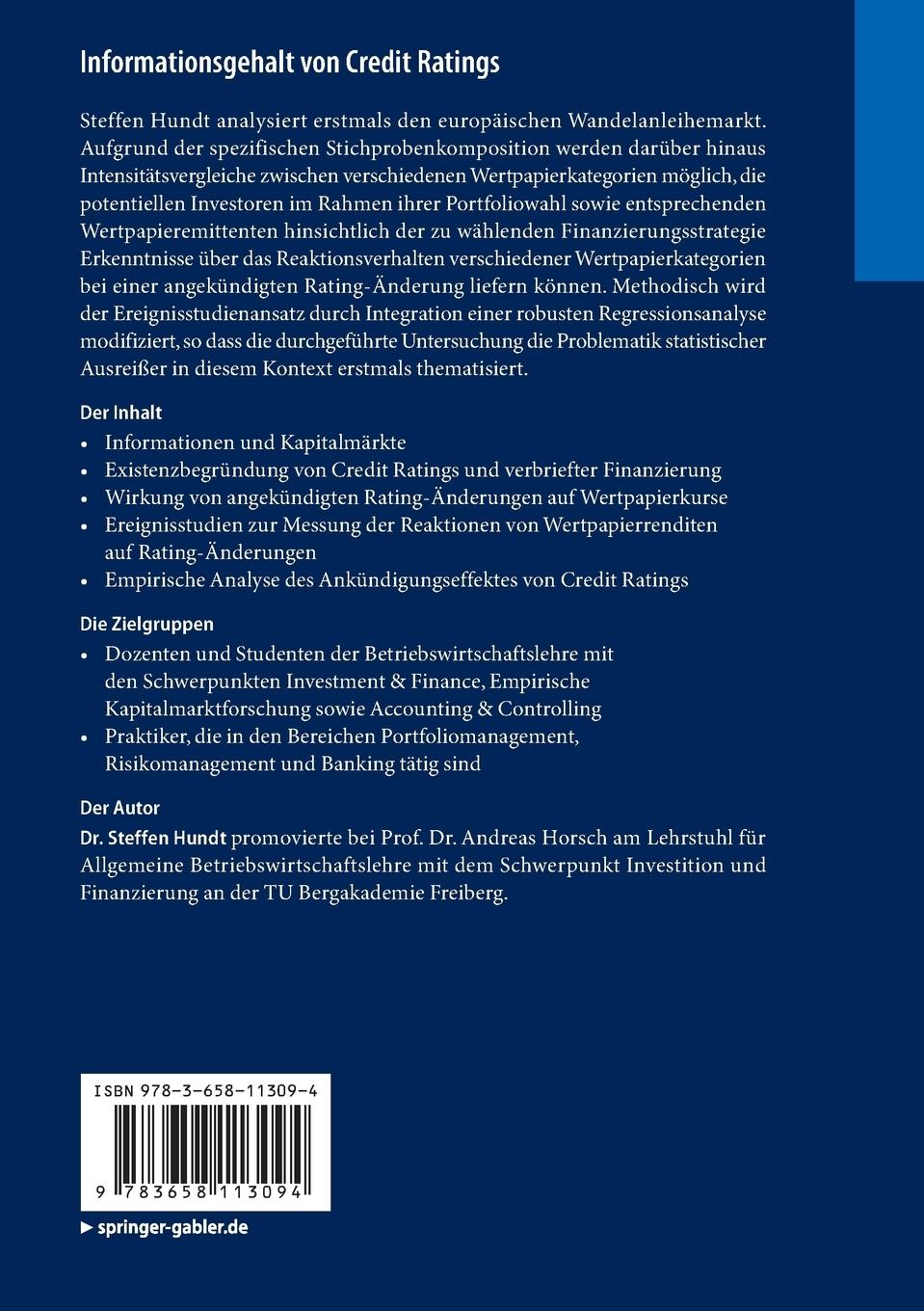 Rückseitencover Informationsgehalt von Credit Ratings