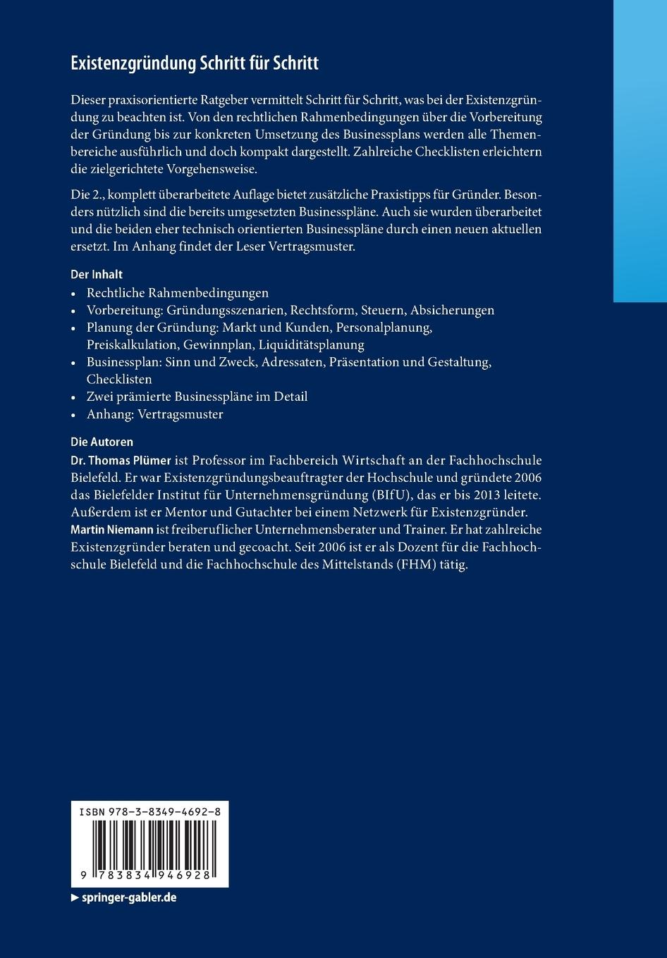 Rückseitencover Existenzgründung Schritt für Schritt