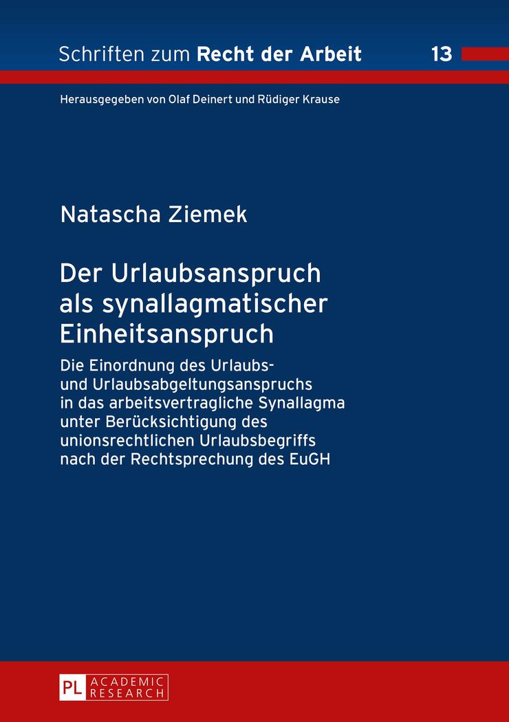 Vorderes Coverbild Der Urlaubsanspruch als synallagmatischer Einheitsanspruch