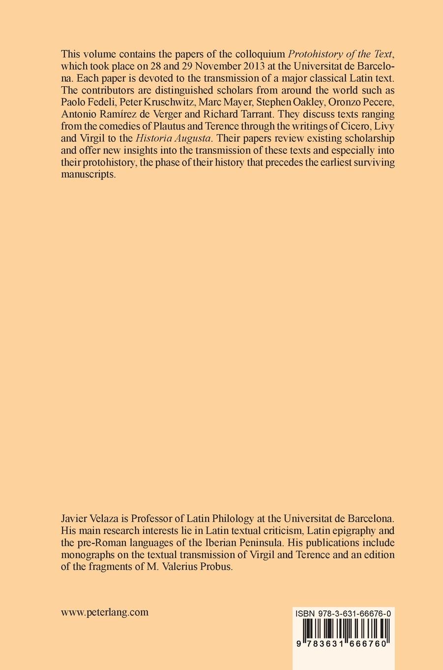 Rückseitencover From the Protohistory to the History of the Text