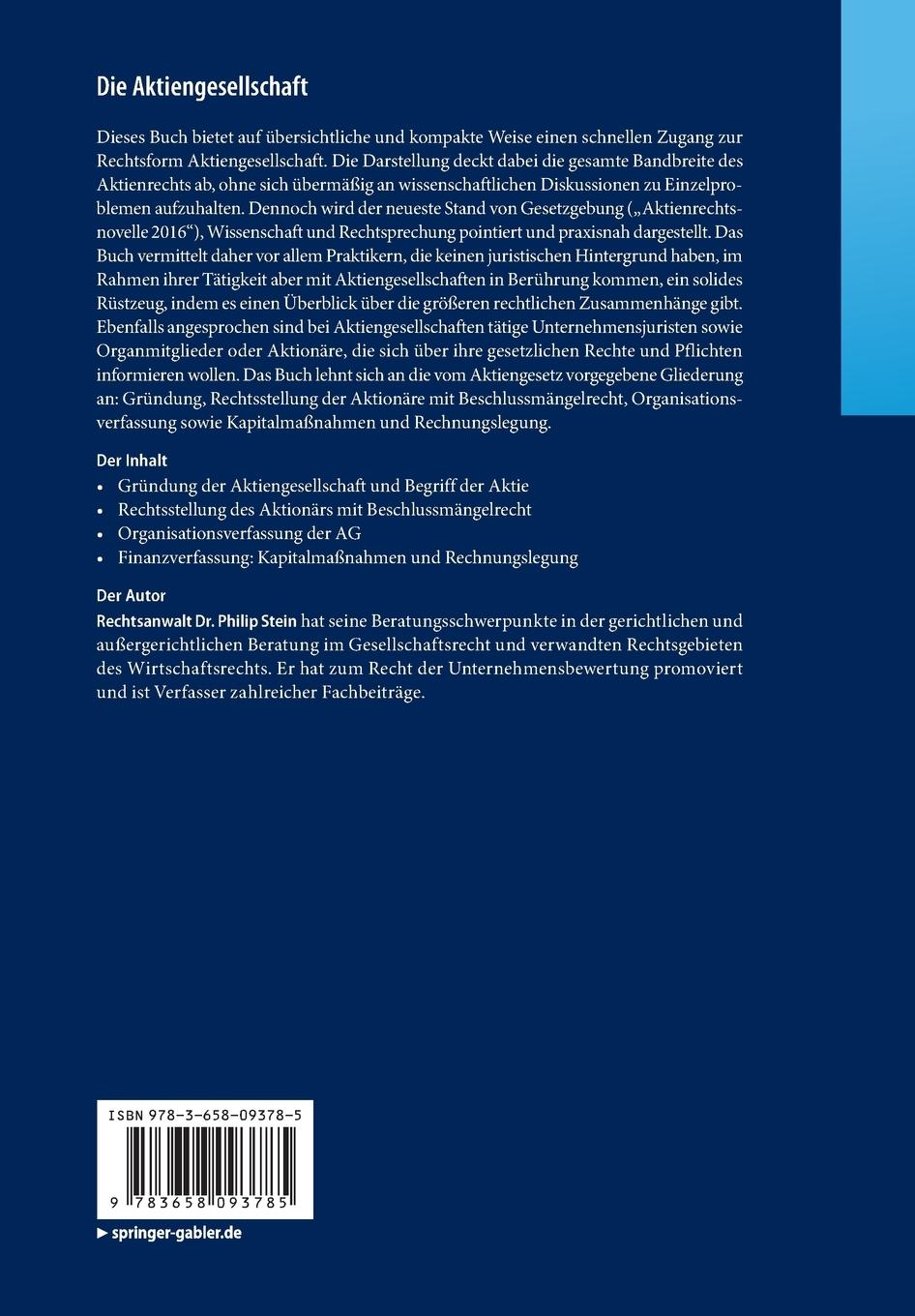 Rückseitencover Die Aktiengesellschaft