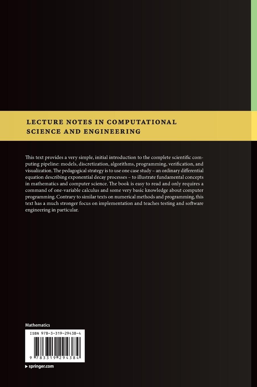 Rückseitencover Finite Difference Computing with Exponential Decay Models