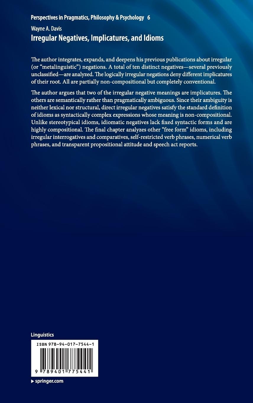 Rückseitencover Irregular Negatives, Implicatures, and Idioms