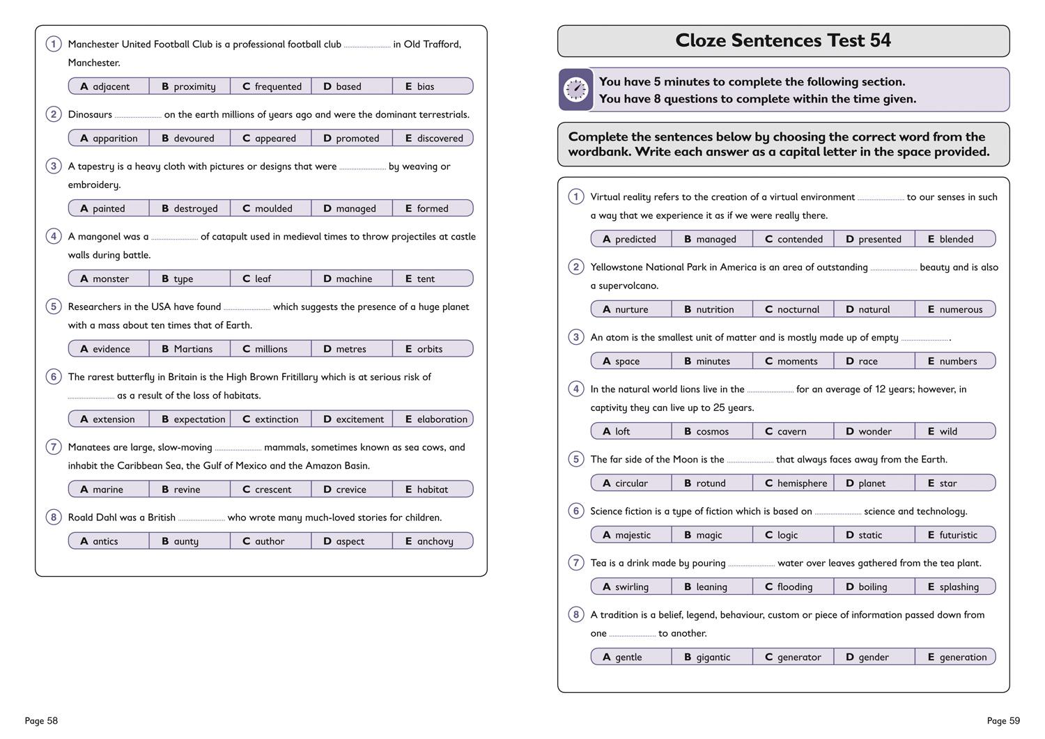 Beispielinhalt (Bild) 11+ Verbal Reasoning Cloze Practice Workbook