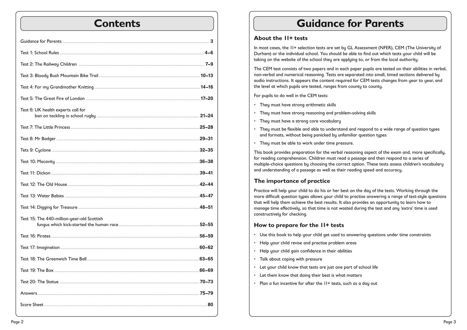 Beispielinhalt (Bild) 11+ Verbal Reasoning Comprehension Practice Workbook