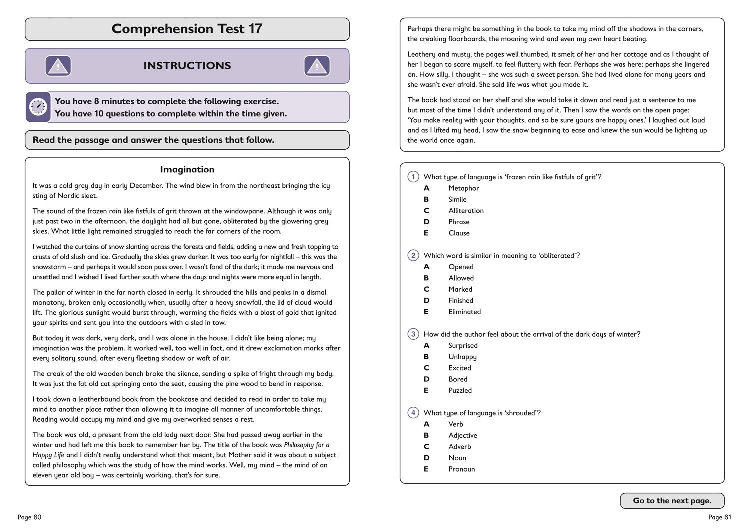 Beispielinhalt (Bild) 11+ Verbal Reasoning Comprehension Practice Workbook