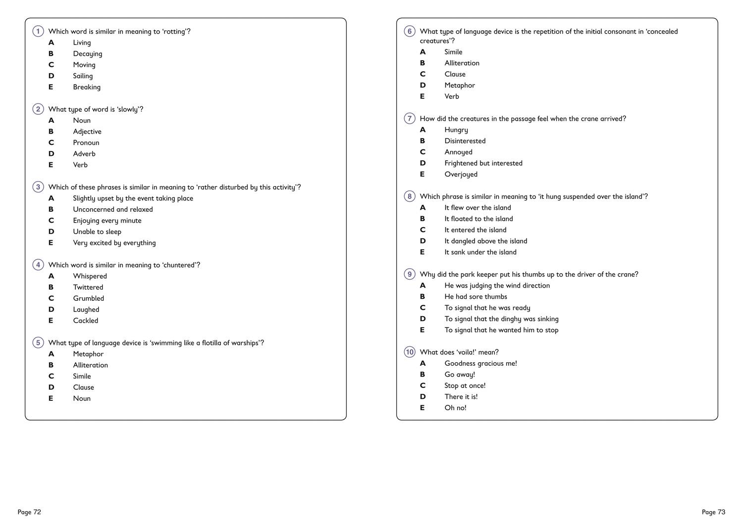 Beispielinhalt (Bild) 11+ Verbal Reasoning Comprehension Practice Workbook