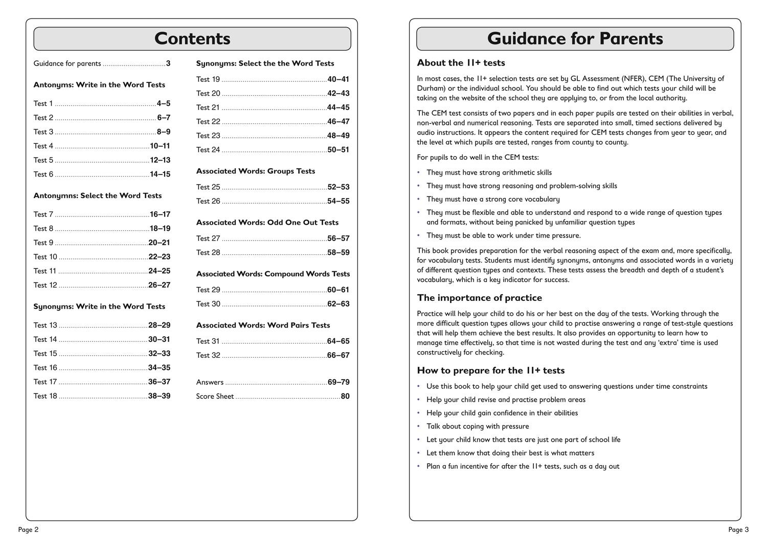 Beispielinhalt (Bild) 11+ Verbal Reasoning Vocabulary Practice Workbook