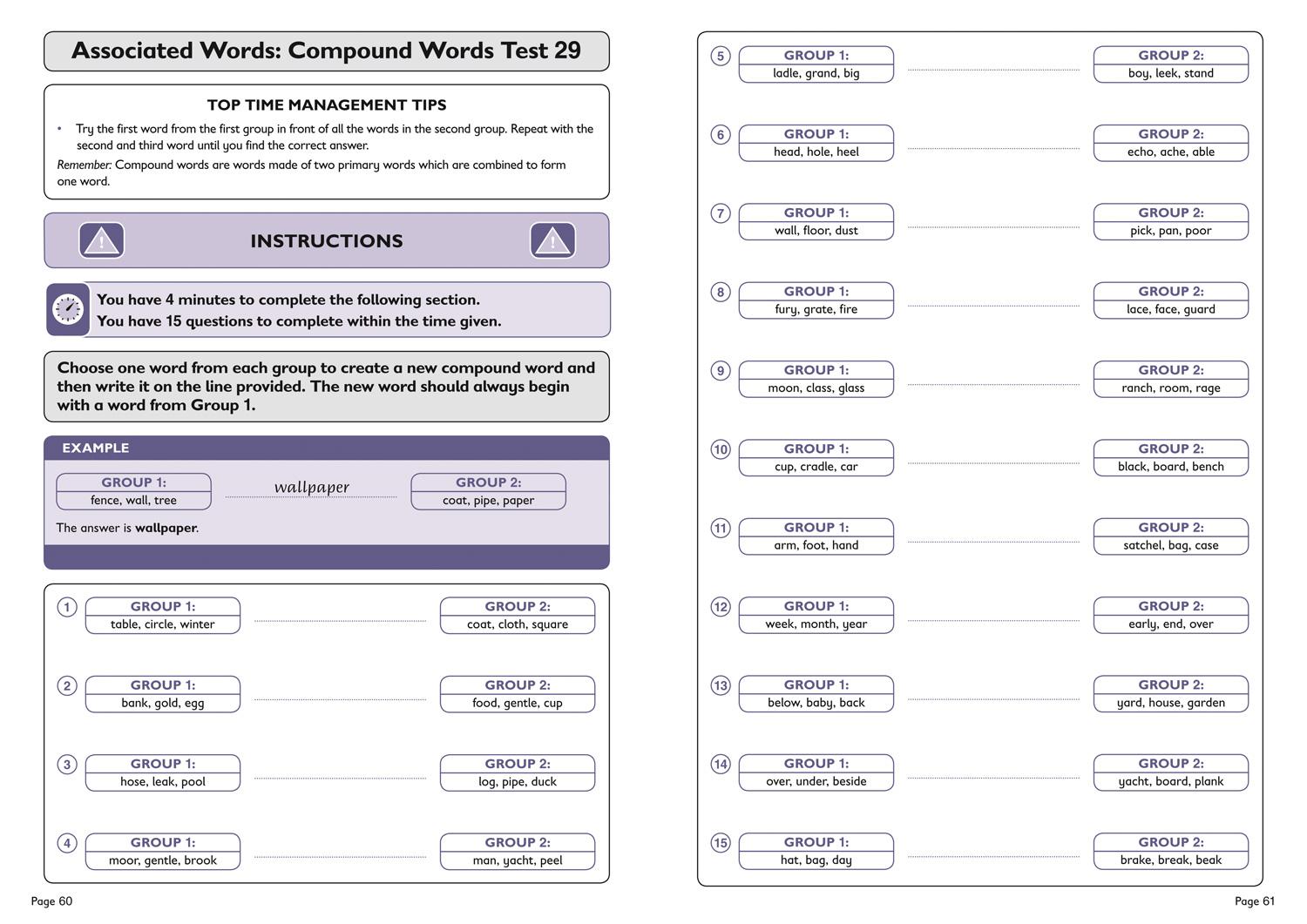 Beispielinhalt (Bild) 11+ Verbal Reasoning Vocabulary Practice Workbook