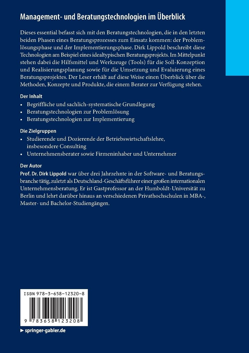 Rückseitencover Management- und Beratungstechnologien im Überblick