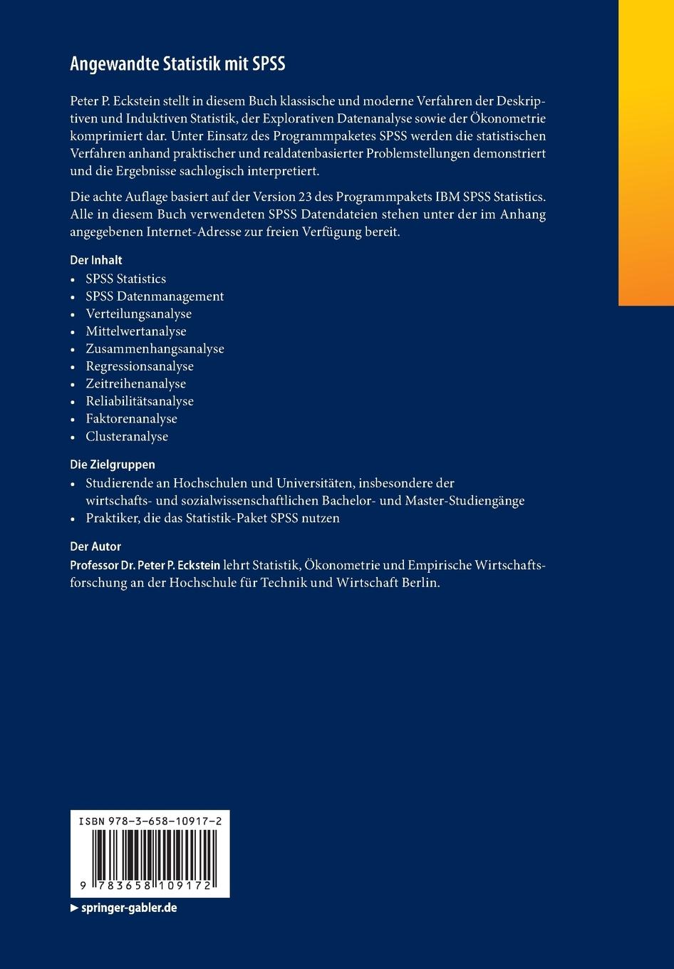 Rückseitencover Angewandte Statistik mit SPSS