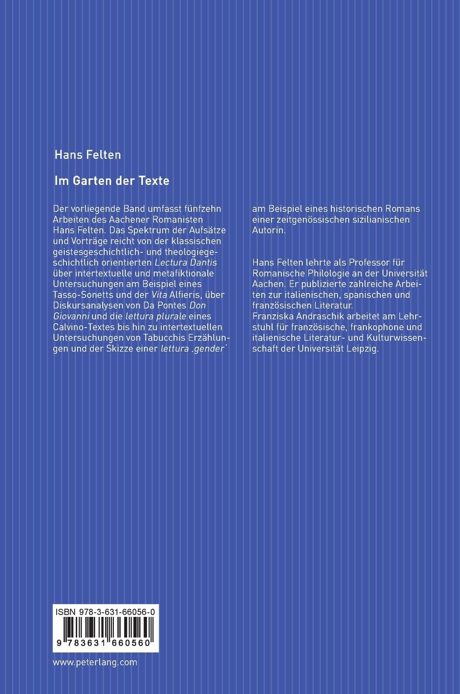 Rückseitencover Im Garten der Texte