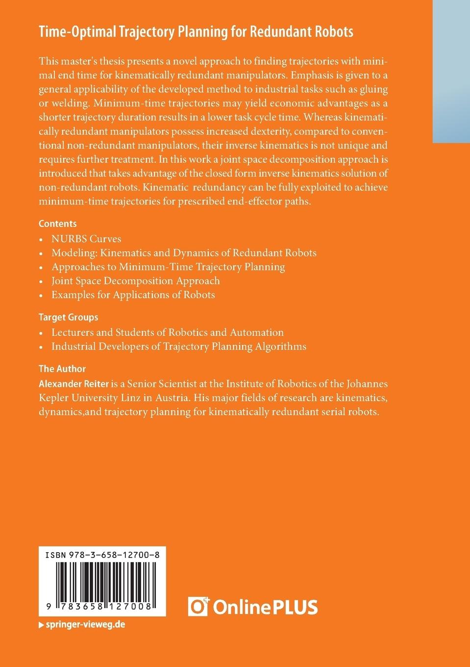 Rückseitencover Time-Optimal Trajectory Planning for Redundant Robots