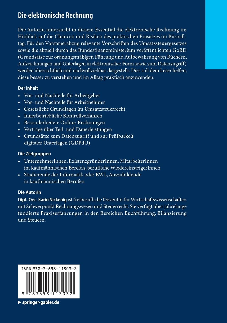 Rückseitencover Die elektronische Rechnung