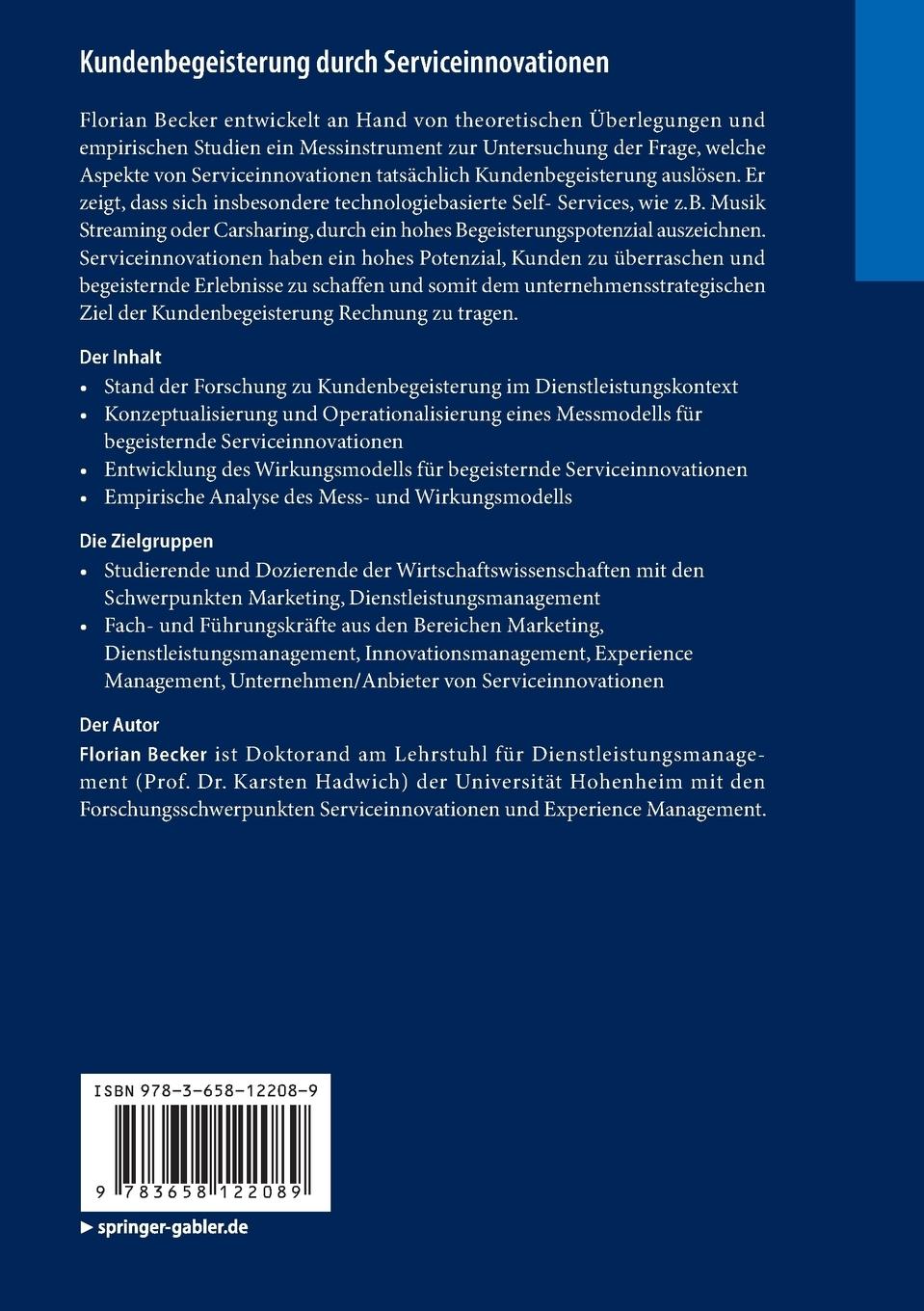Rückseitencover Kundenbegeisterung durch Serviceinnovationen