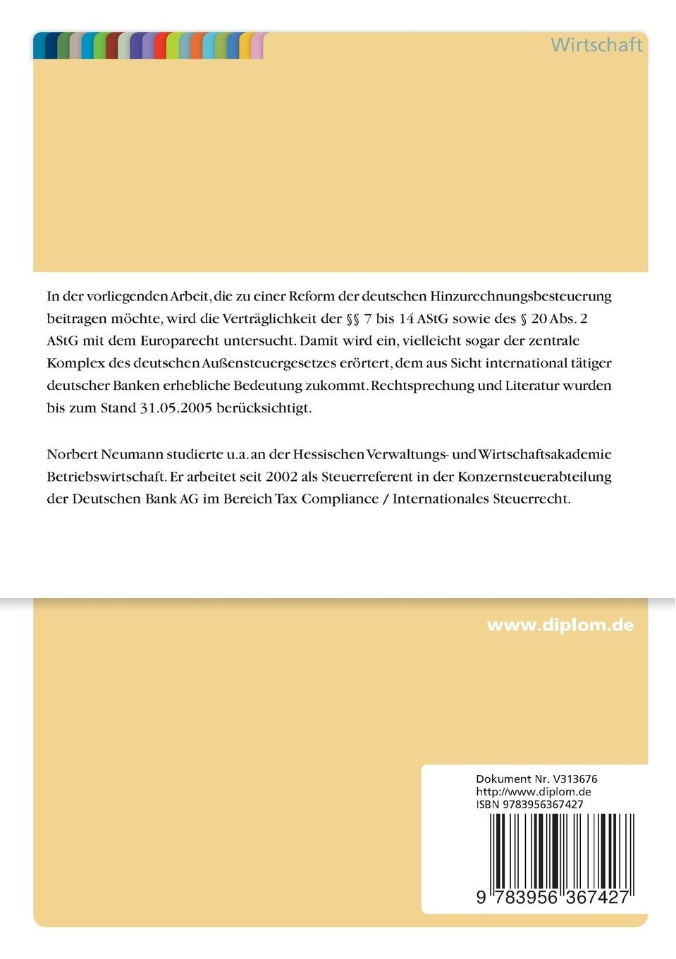 Rückseitencover Deutsches Außensteuergesetz und EU-Recht aus deutscher Bankensicht