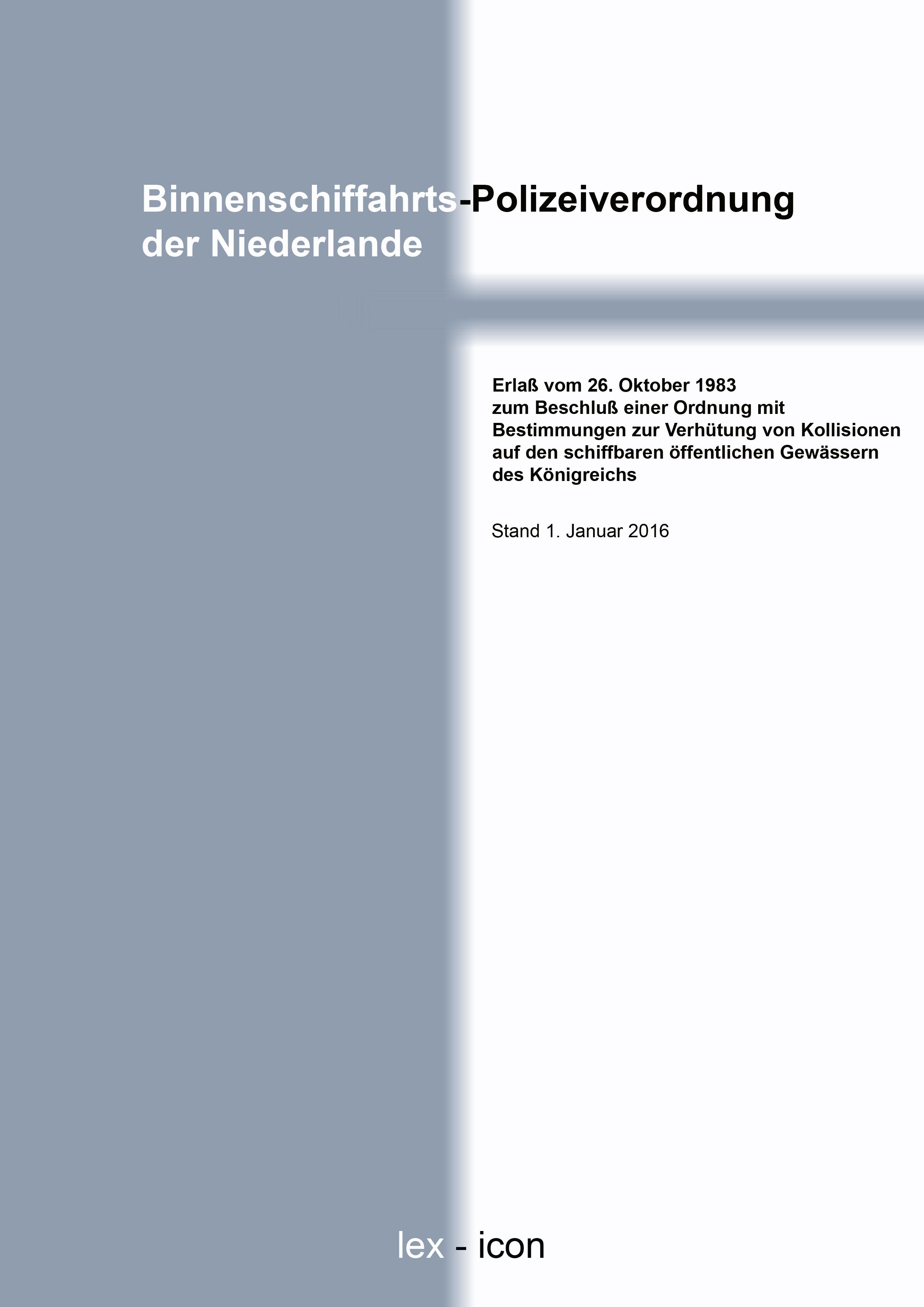 Vorderes Coverbild Binnenschiffahrts-Polizeiverordnung der Niederlande