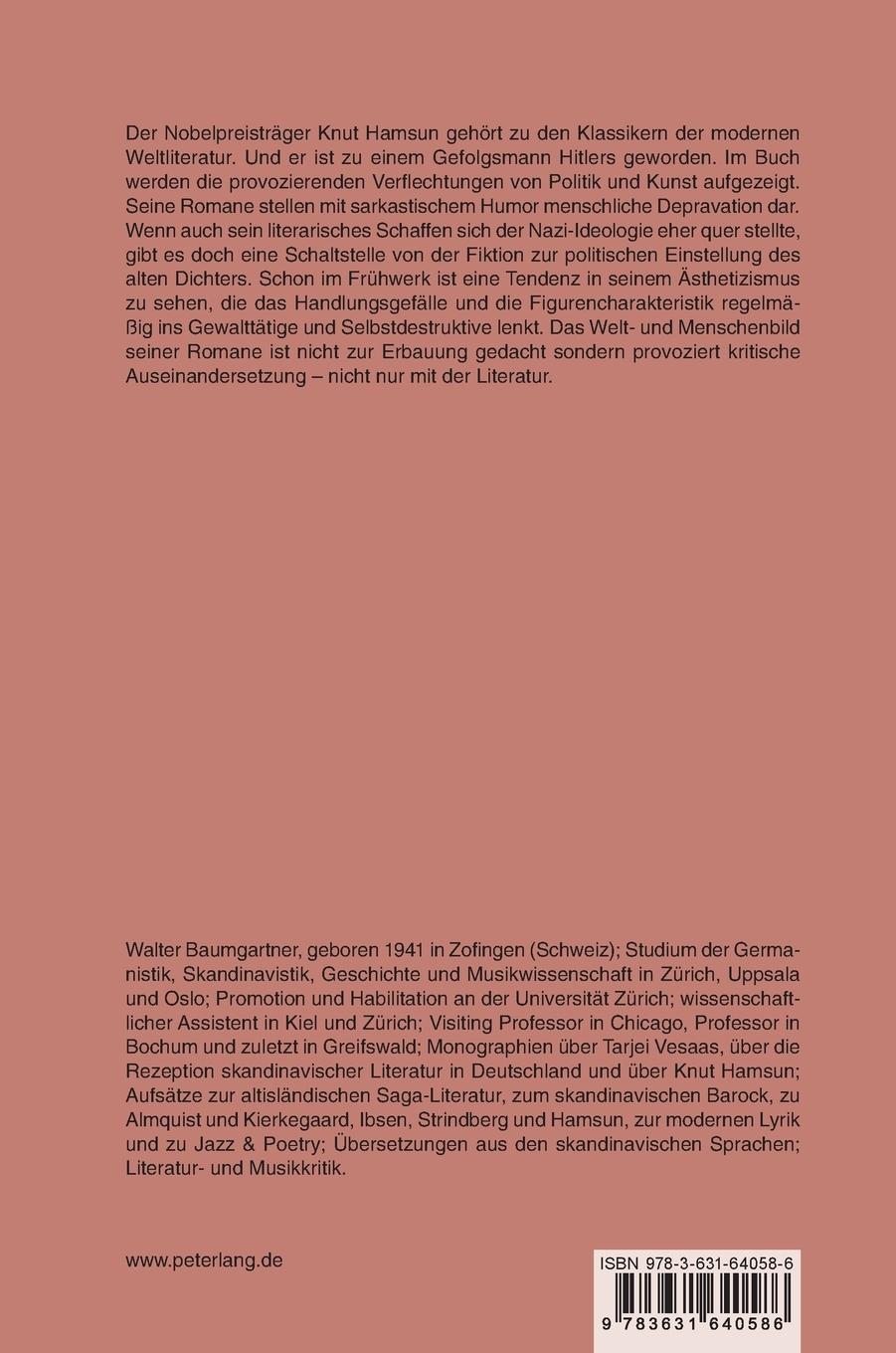 Rückseitencover Artistik, Ironie und Gewalt bei Knut Hamsun