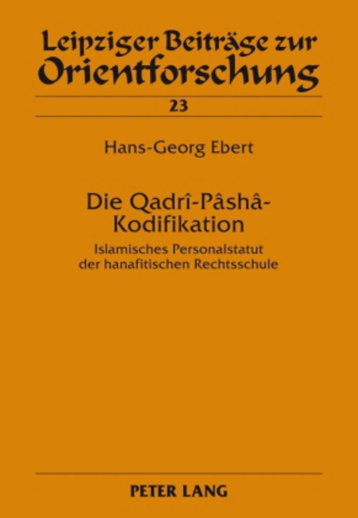 Vorderes Coverbild Die Qadrî-Pâshâ-Kodifikation