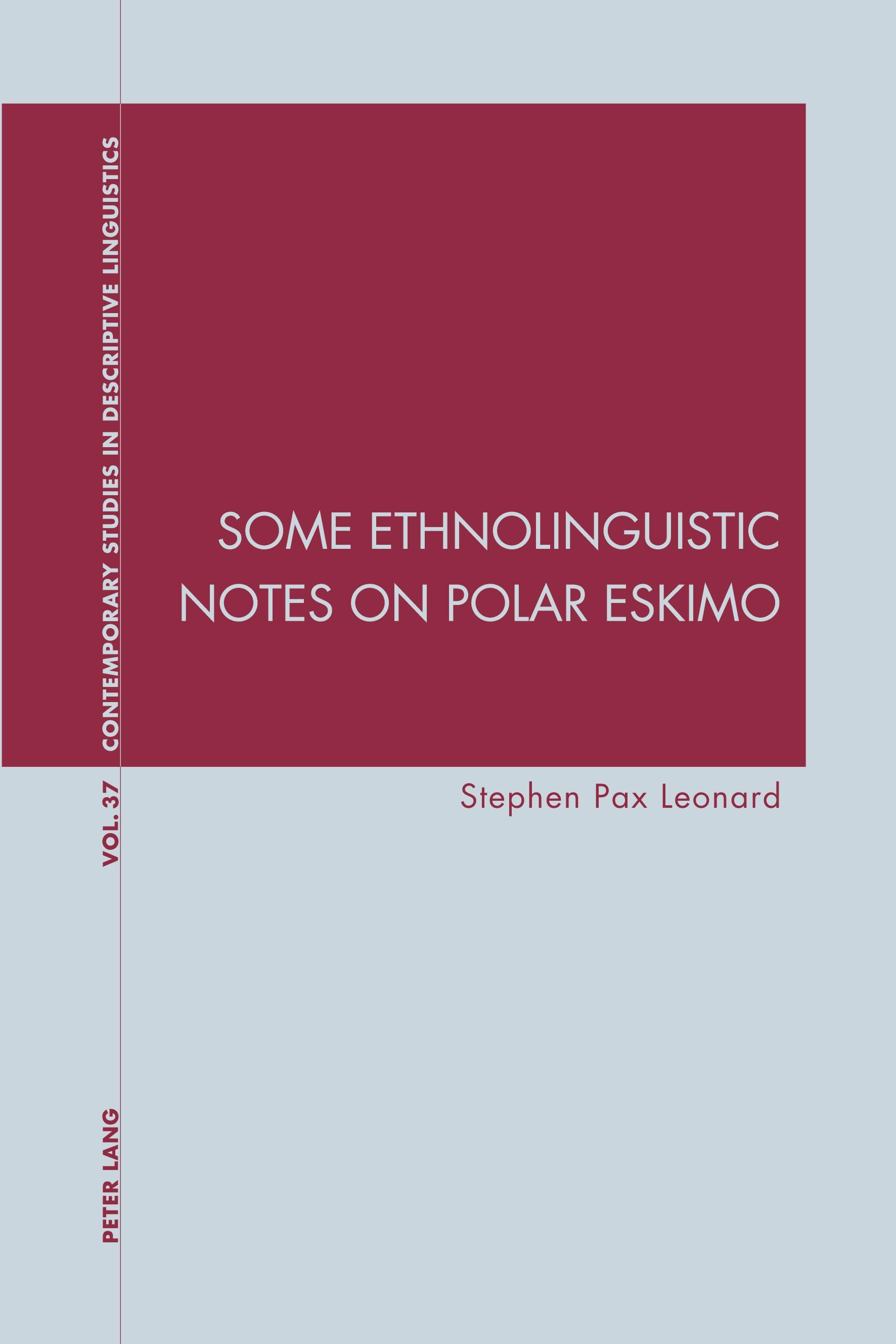 Vorderes Coverbild Some Ethnolinguistic Notes on Polar Eskimo