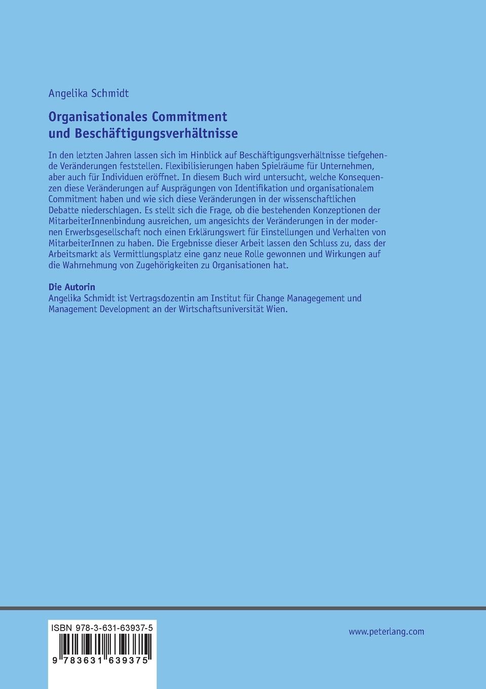 Rückseitencover Organisationales Commitment und Beschäftigungsverhältnisse
