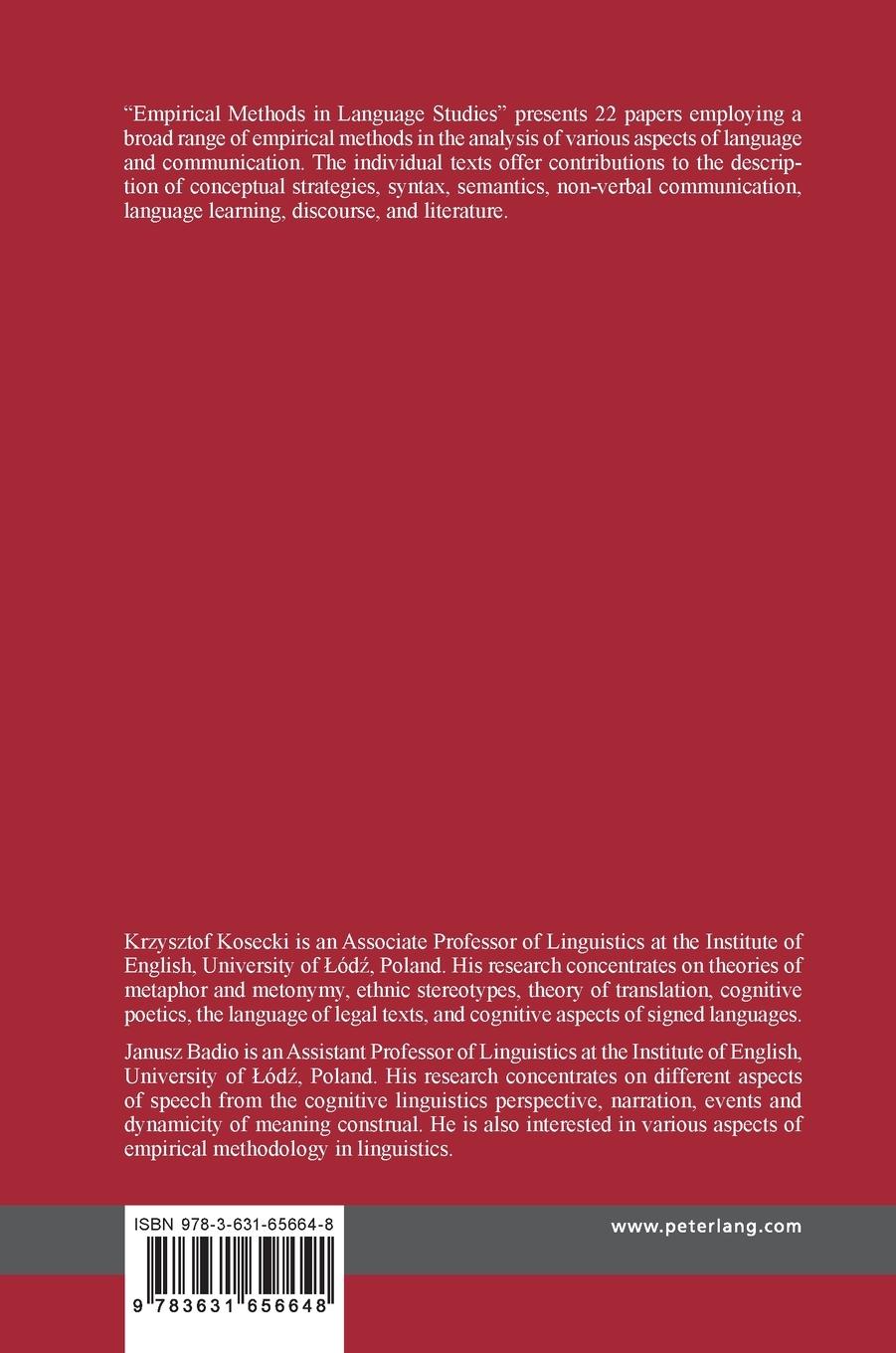 Rückseitencover Empirical Methods in Language Studies