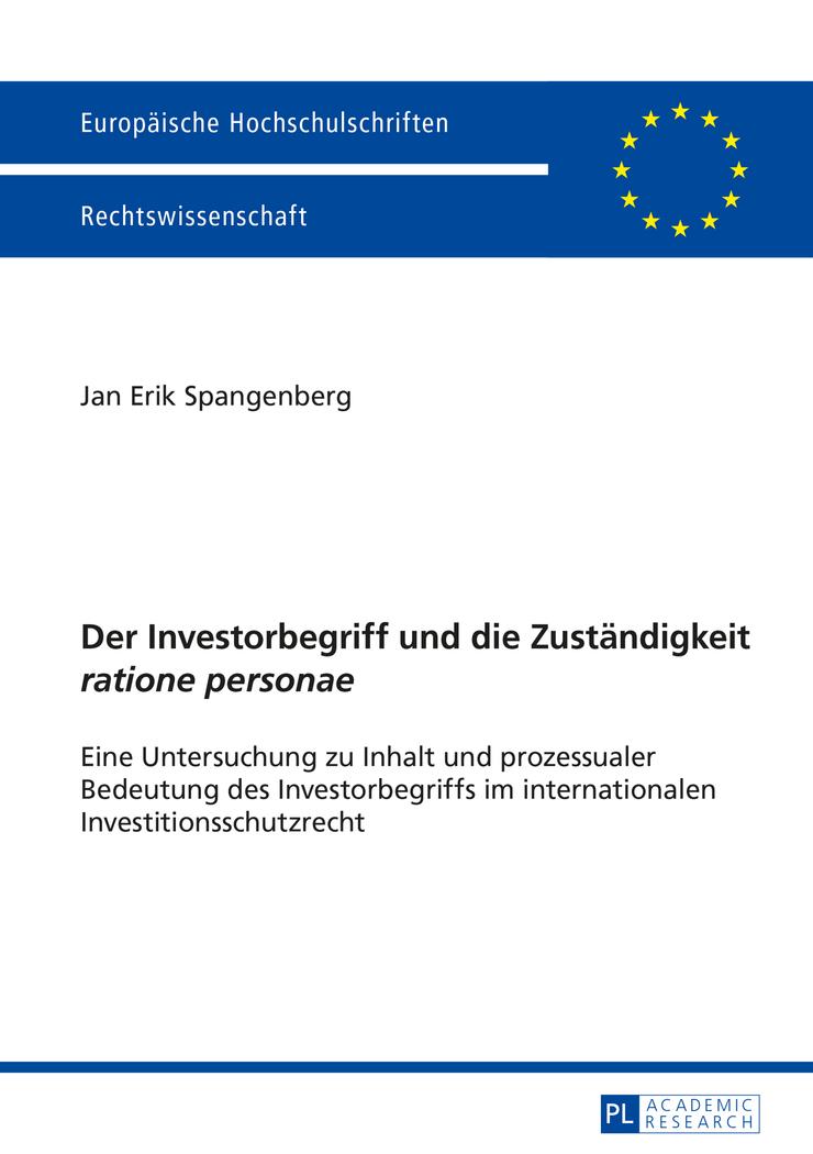 Vorderes Coverbild Der Investorbegriff und die Zuständigkeit 'ratione personae'