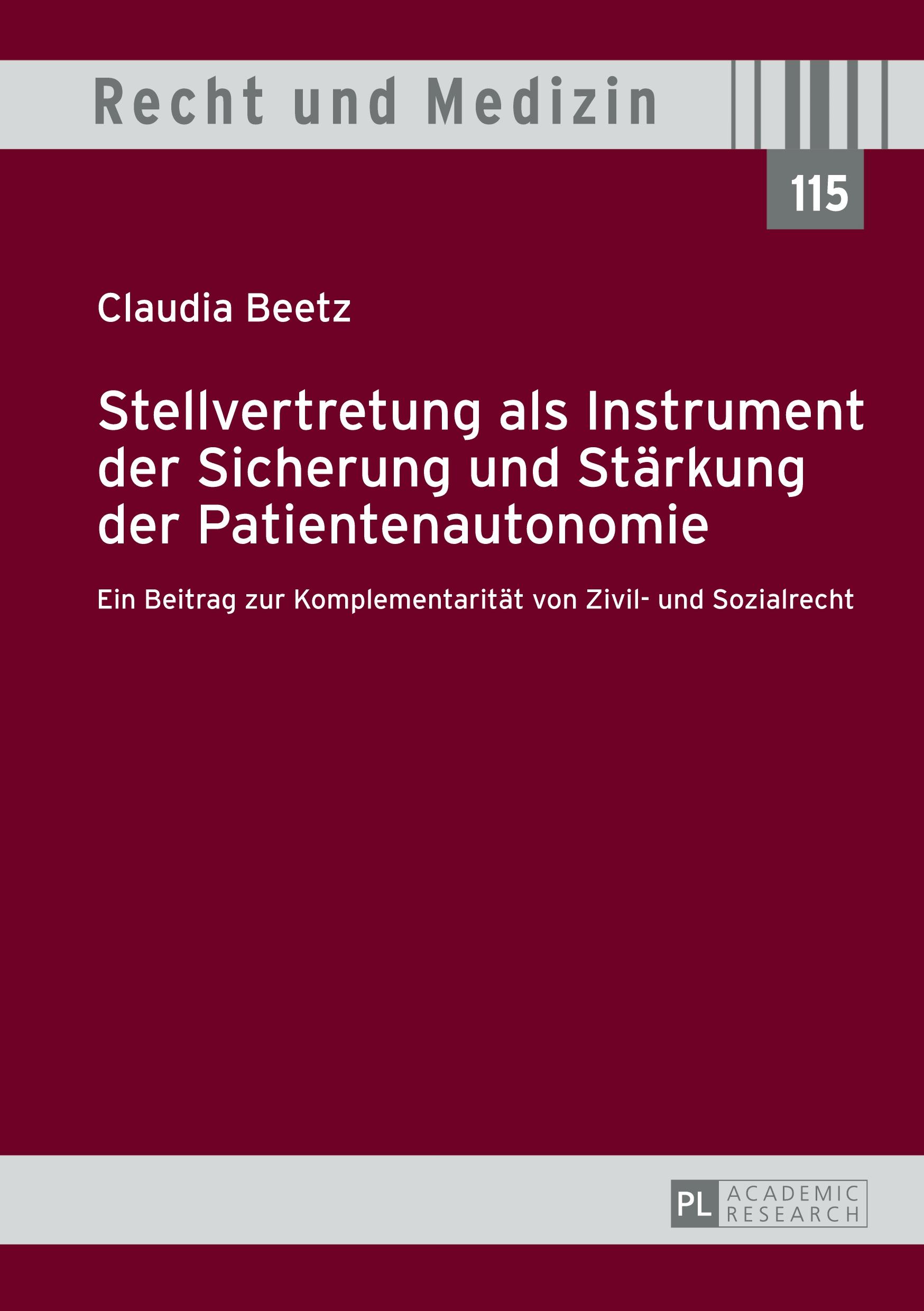 Vorderes Coverbild Stellvertretung als Instrument der Sicherung und Stärkung der Patientenautonomie