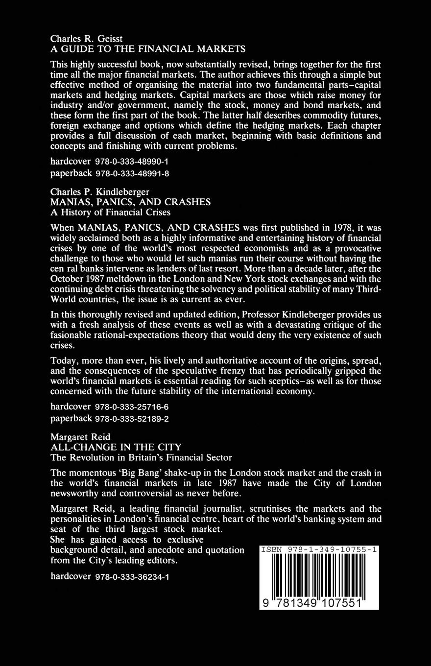 Rückseitencover Markets and Ideology in the City of London