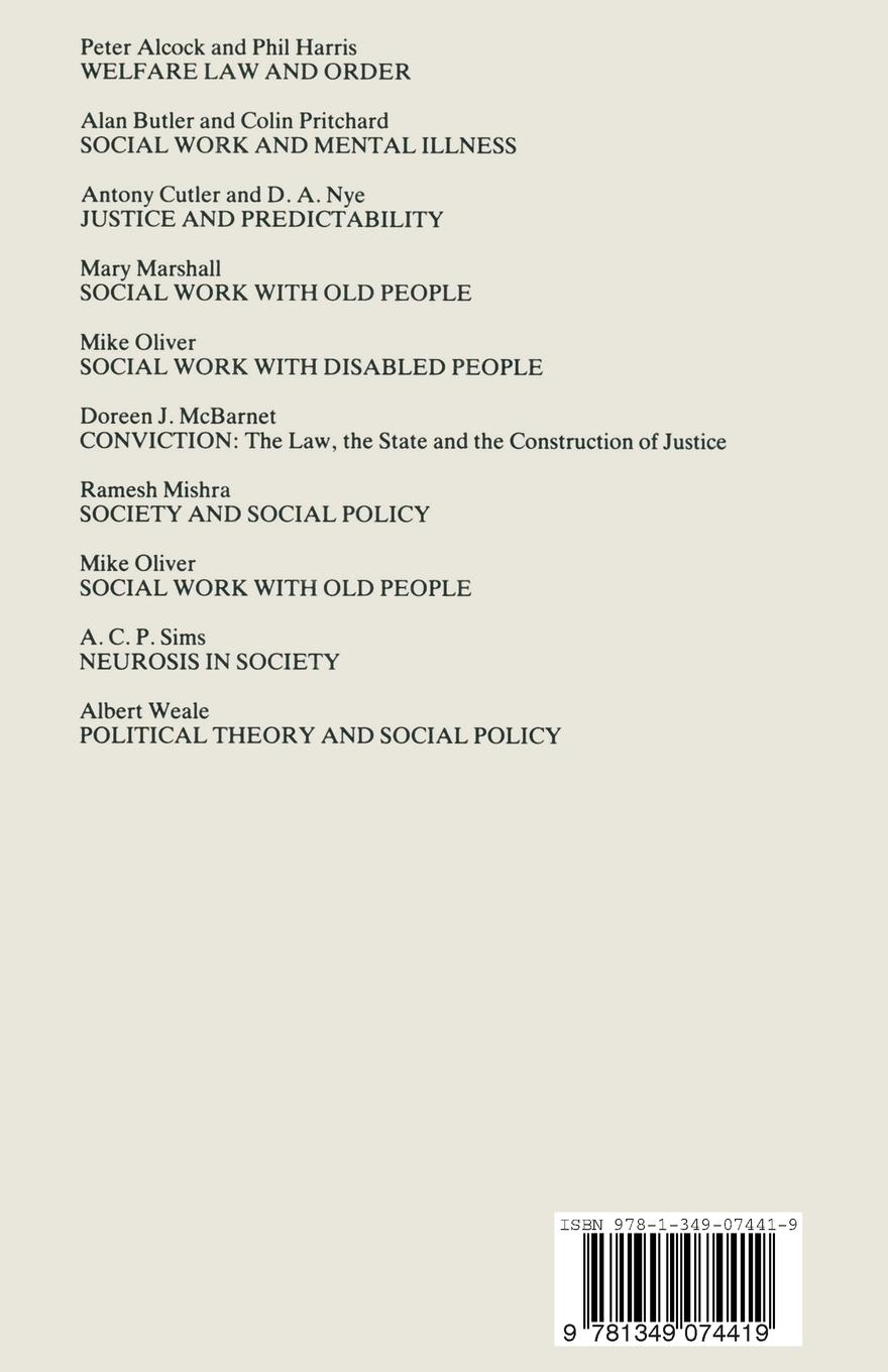 Rückseitencover Mental Health, Social Policy and the Law