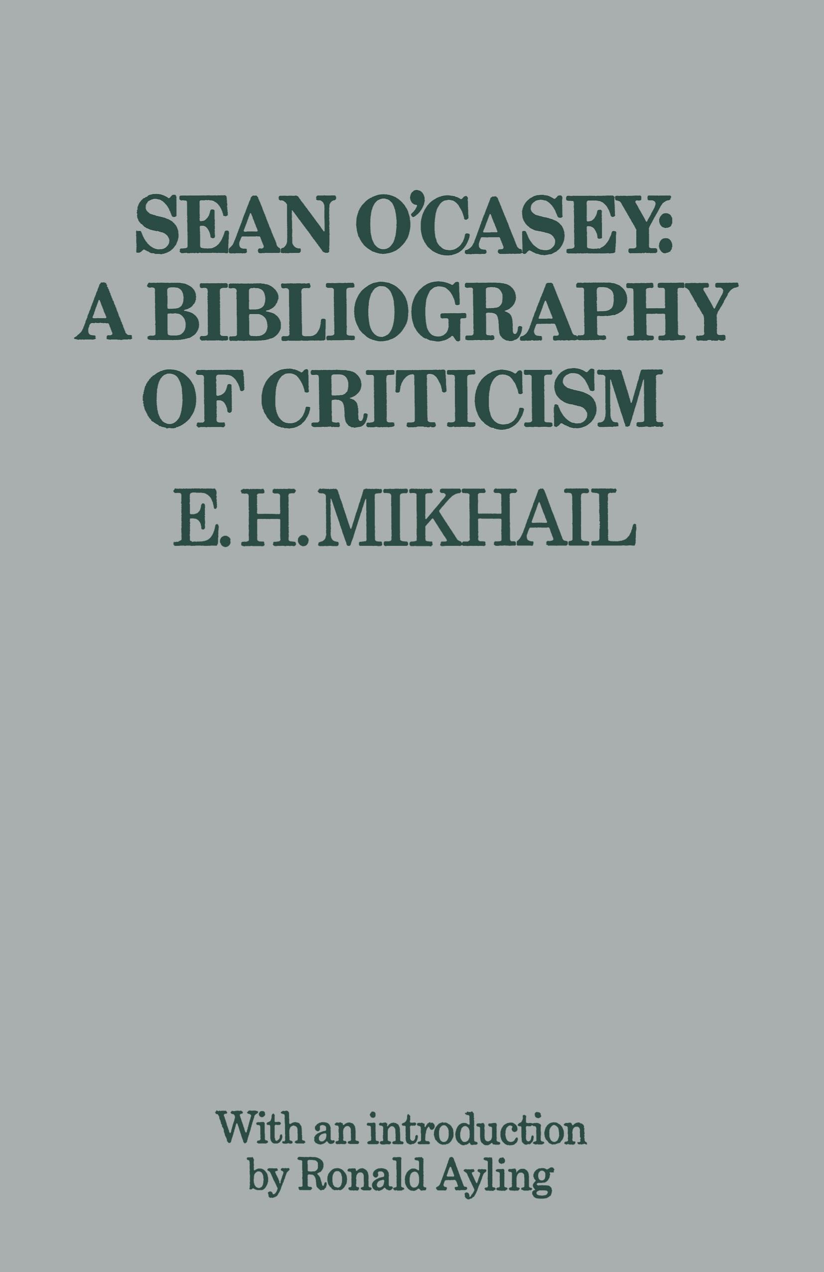 Vorderes Coverbild Sean O'Casey: A Bibliography of Criticism
