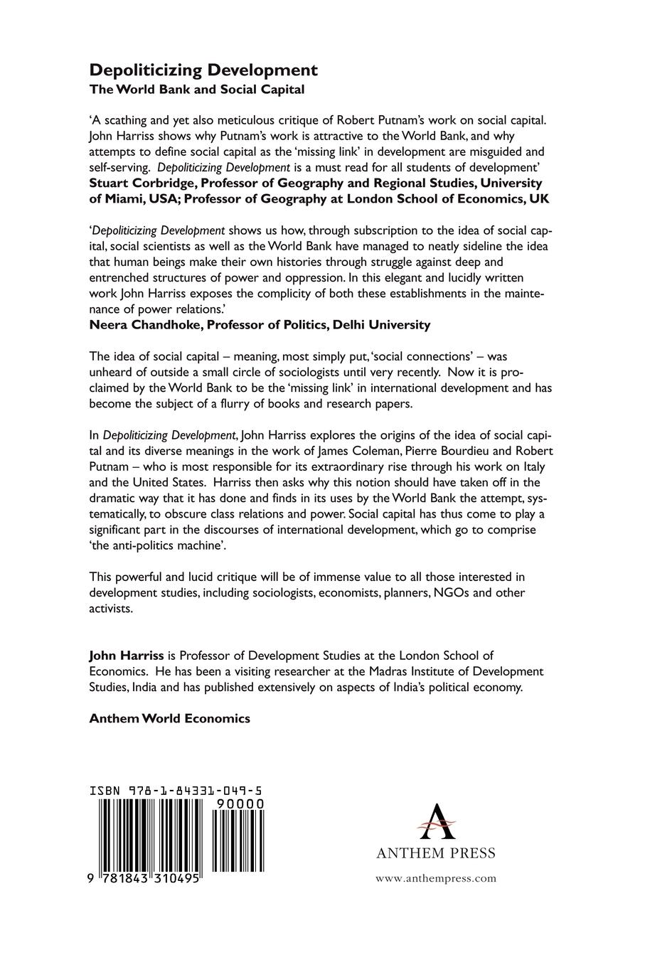 Rückseitencover Depoliticizing Development