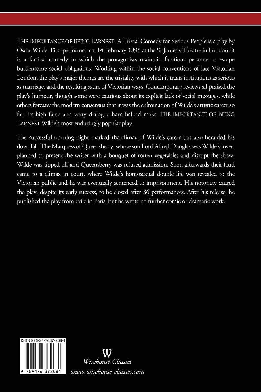 Rückseitencover The Importance of Being Earnest (Wisehouse Classics Edition)