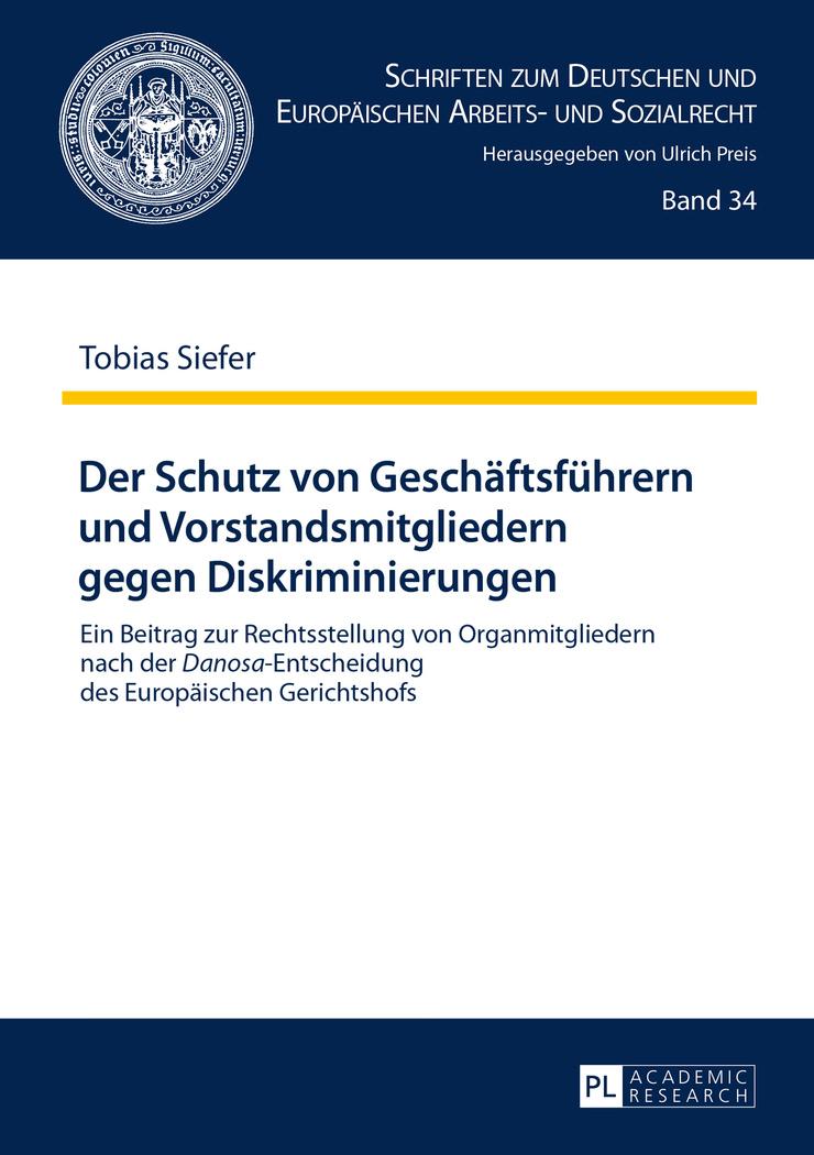 Vorderes Coverbild Der Schutz von Geschäftsführern und Vorstandsmitgliedern gegen Diskriminierungen