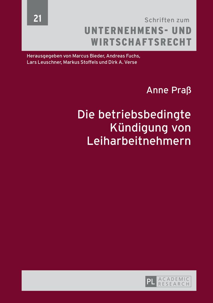 Vorderes Coverbild Die betriebsbedingte Kündigung von Leiharbeitnehmern
