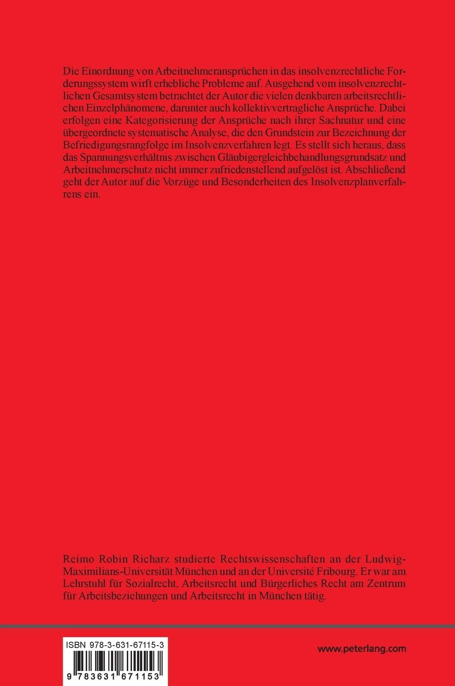 Rückseitencover Insolvenzrechtliche Einordnung von Ansprüchen des Arbeitnehmers