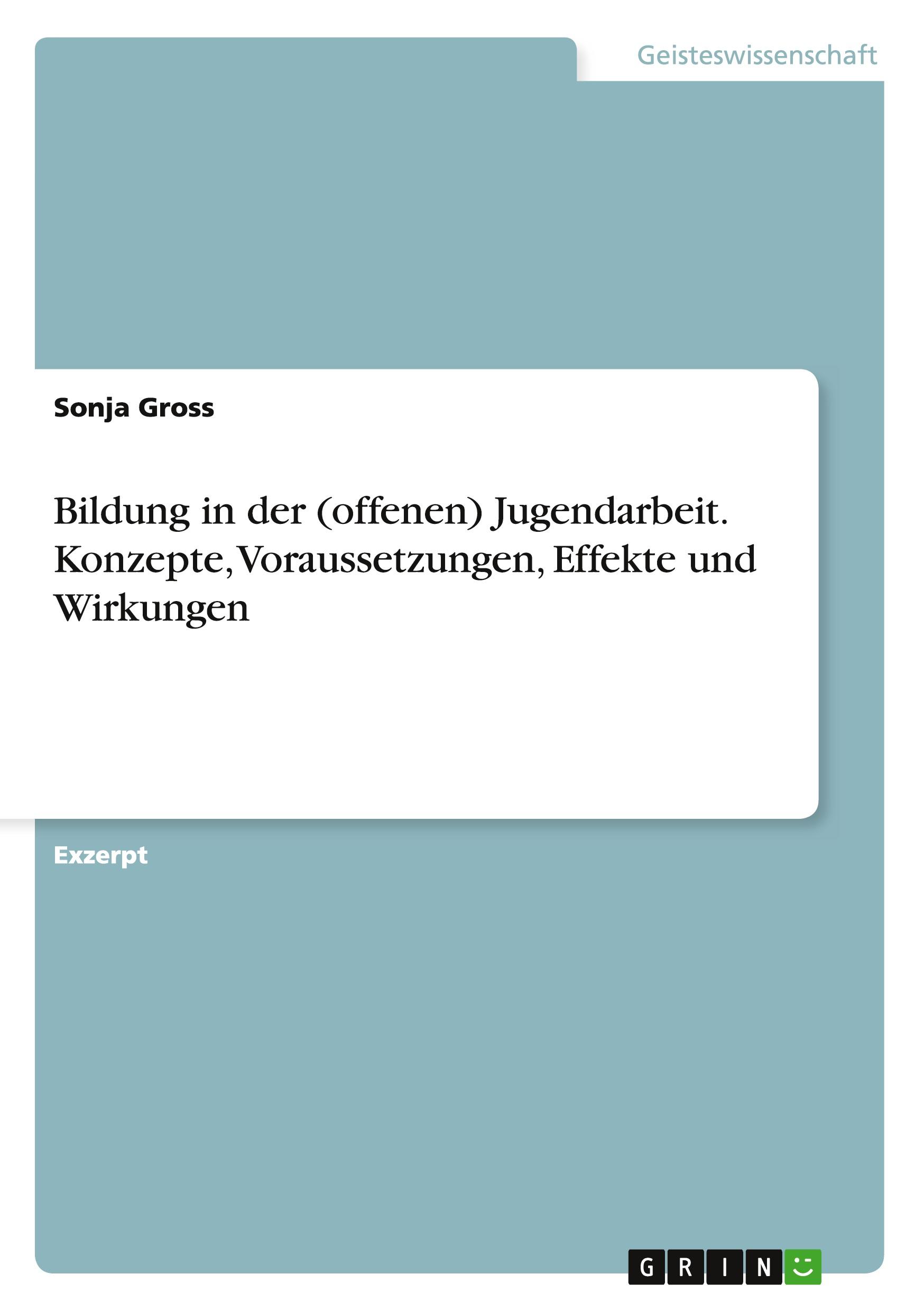 Vorderes Coverbild Bildung in der (offenen) Jugendarbeit. Konzepte, Voraussetzungen, Effekte und Wirkungen