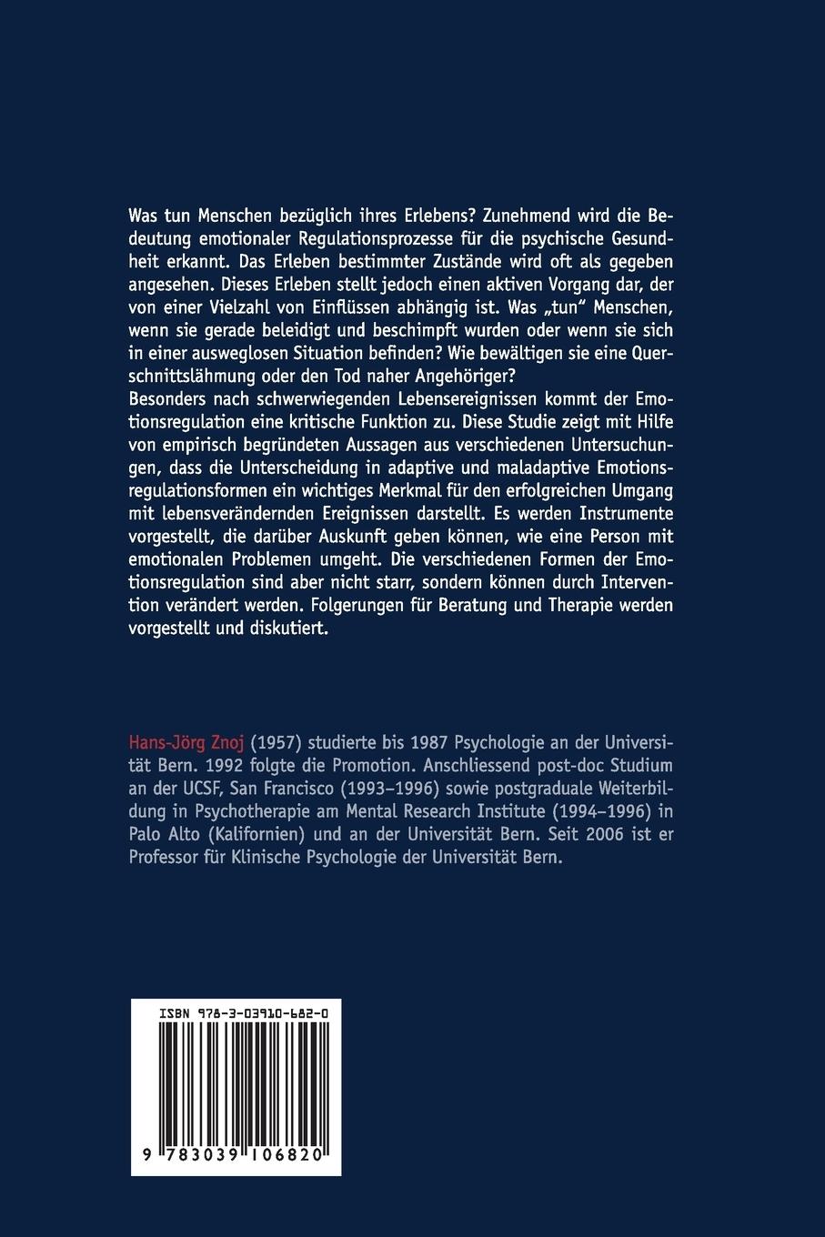 Rückseitencover Regulation emotionaler Prozesse in Psychotherapie und Verhaltensmedizin