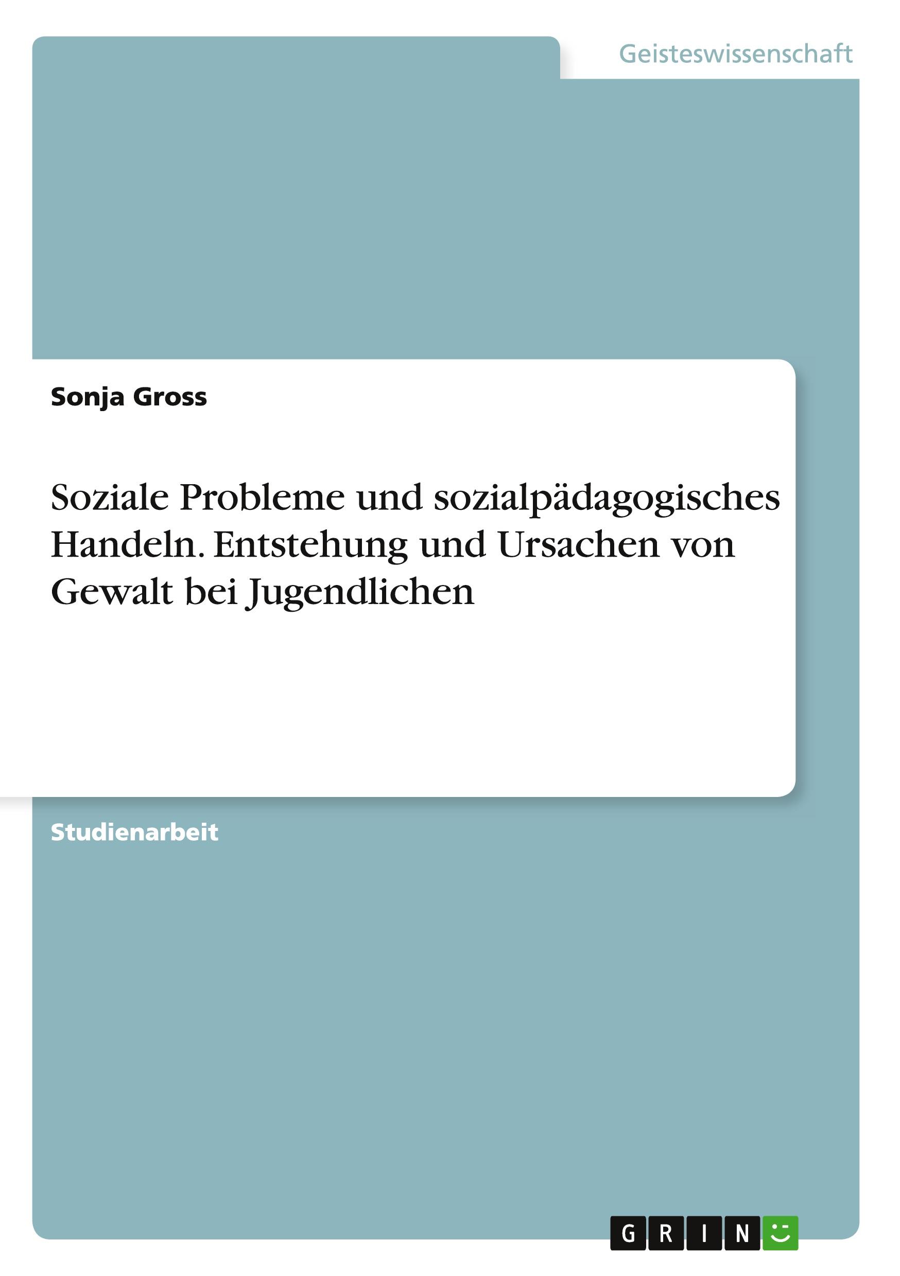 Vorderes Coverbild Soziale Probleme und sozialpädagogisches Handeln. Entstehung und Ursachen von Gewalt bei Jugendlichen