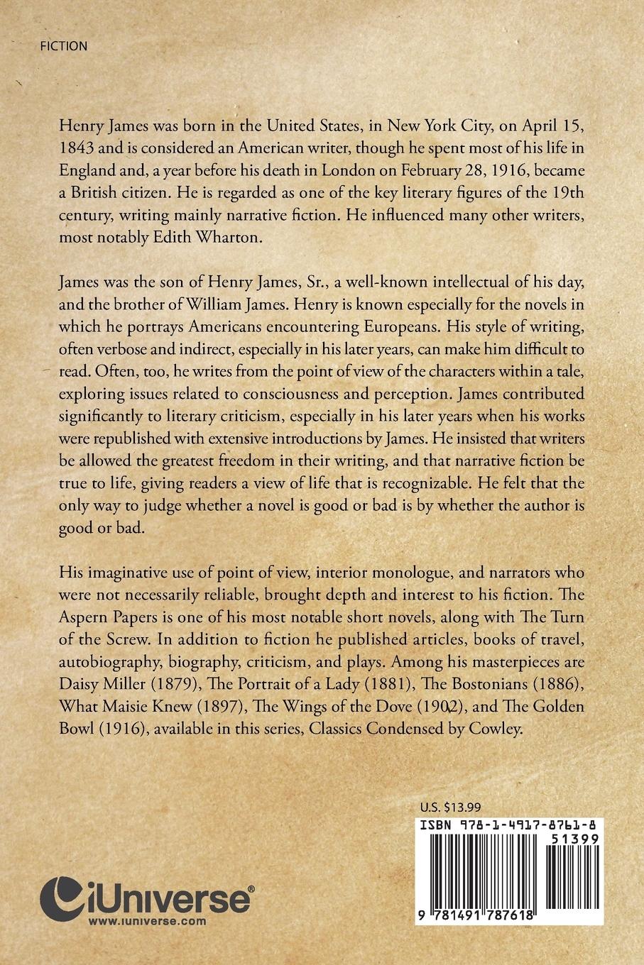 Rückseitencover Washington Square by Henry James