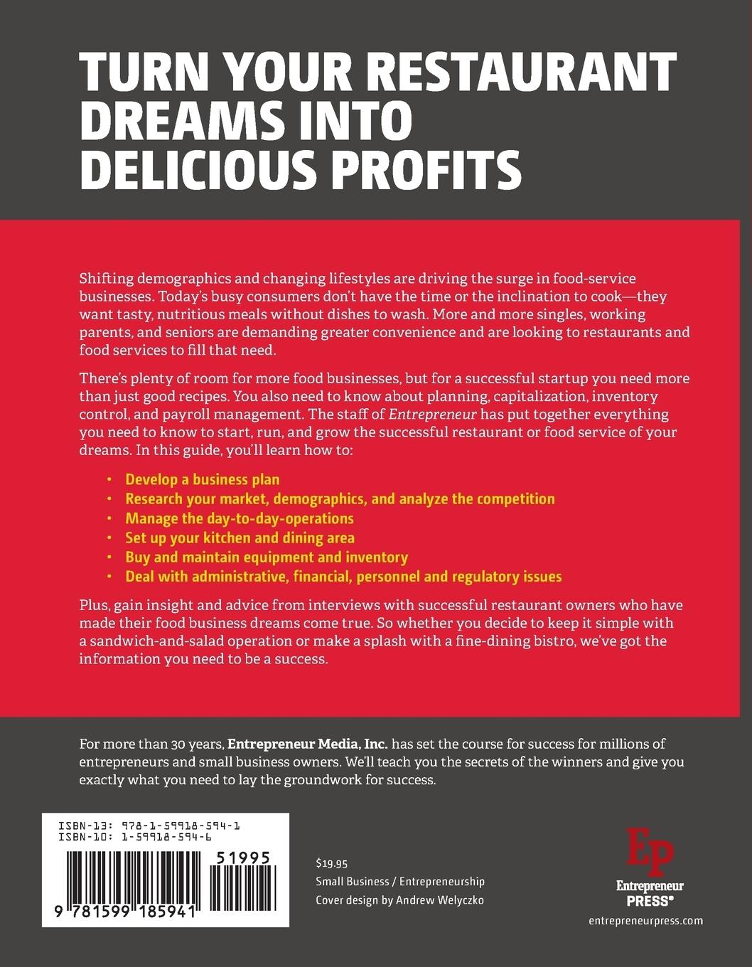 Rückseitencover Start Your Own Restaurant and More