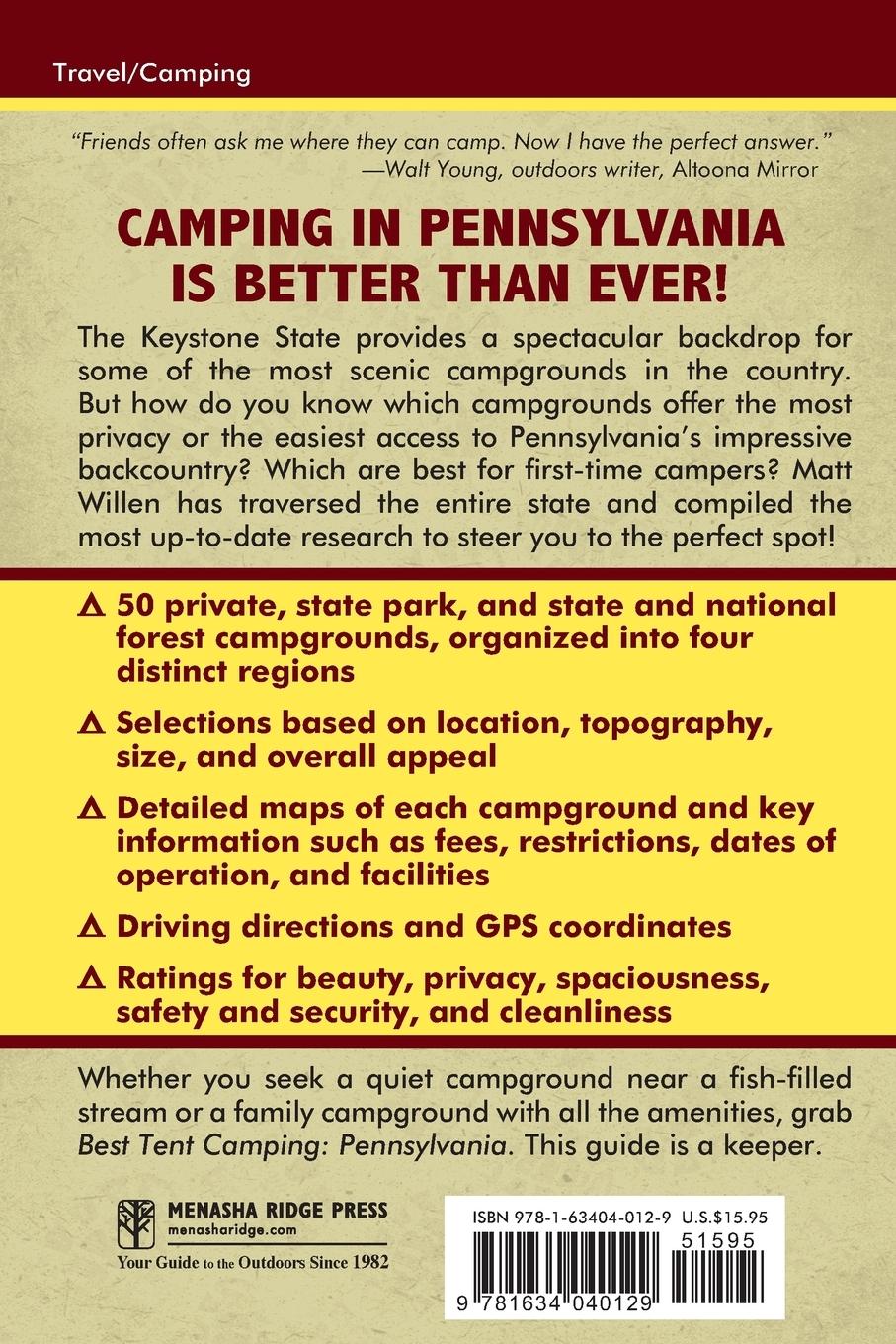 Rückseitencover Best Tent Camping: Pennsylvania