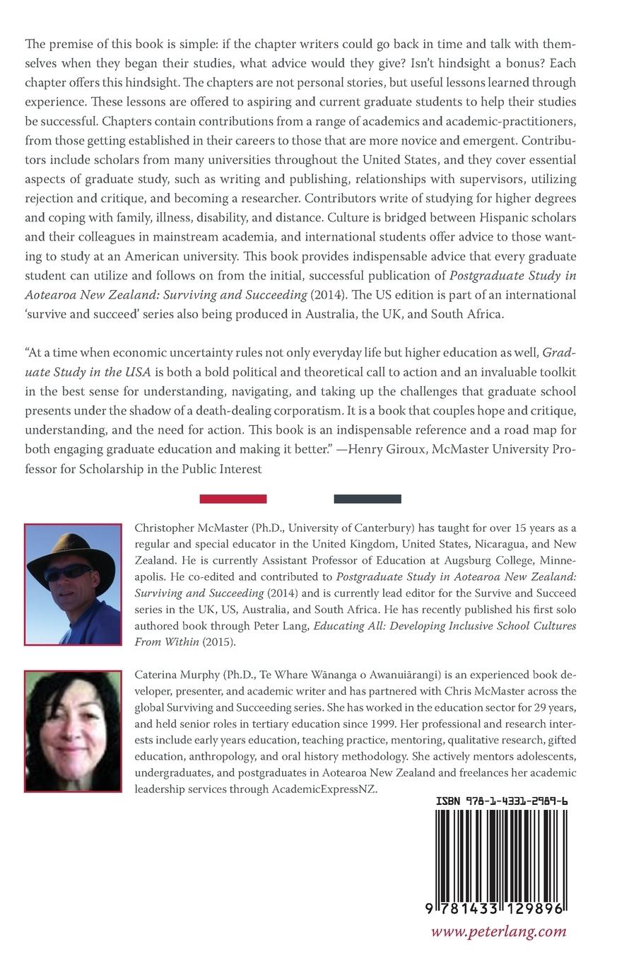 Rückseitencover Graduate Study in the USA