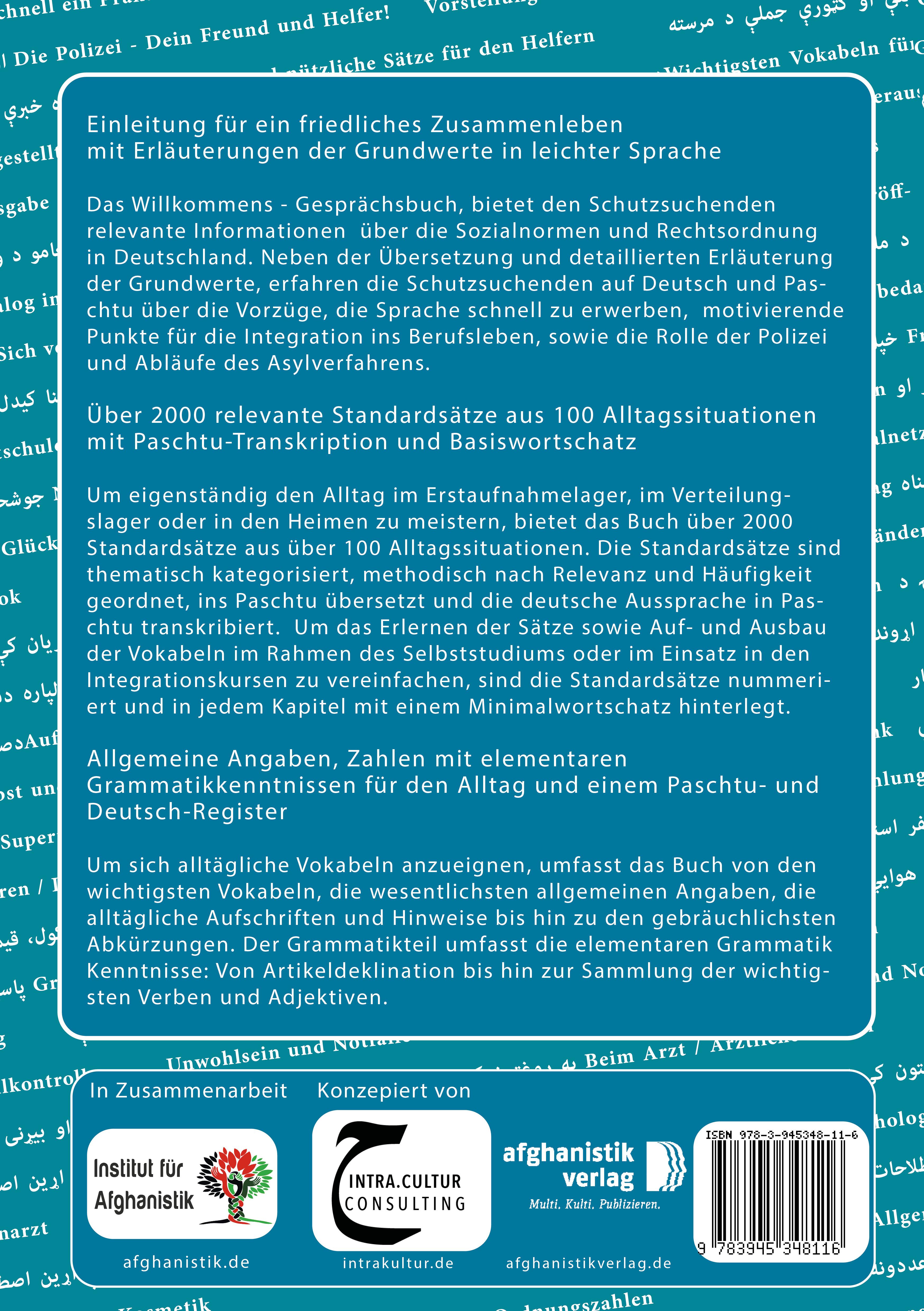Rückseitencover Das Willkommens- Gesprächsbuch Deutsch - Afghanisch / Paschtu