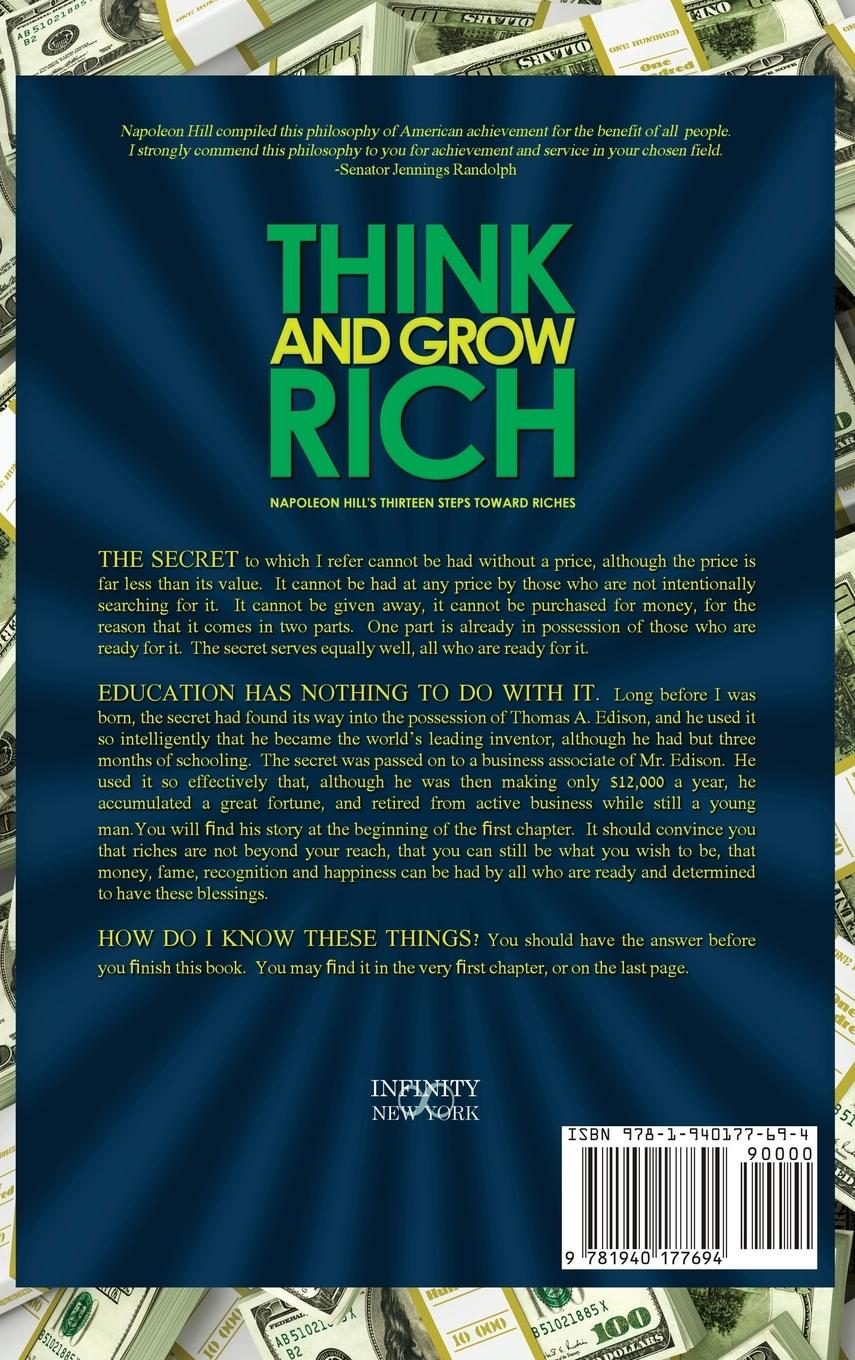 Rückseitencover Think and Grow Rich - Napoleon Hill's Thirteen Steps Toward Riches