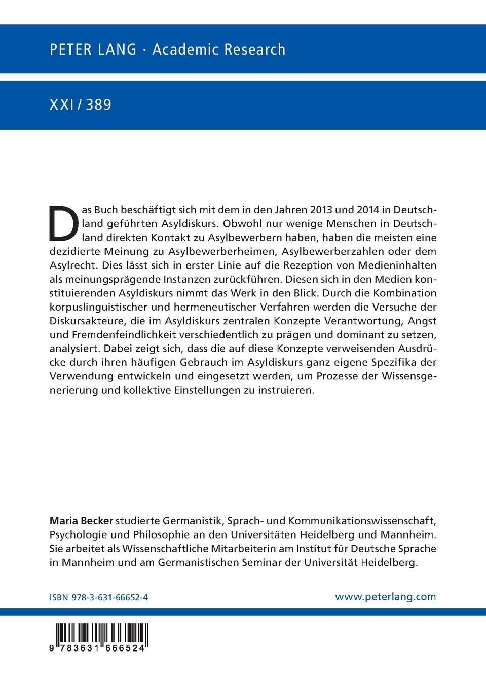 Rückseitencover Der Asyldiskurs in Deutschland