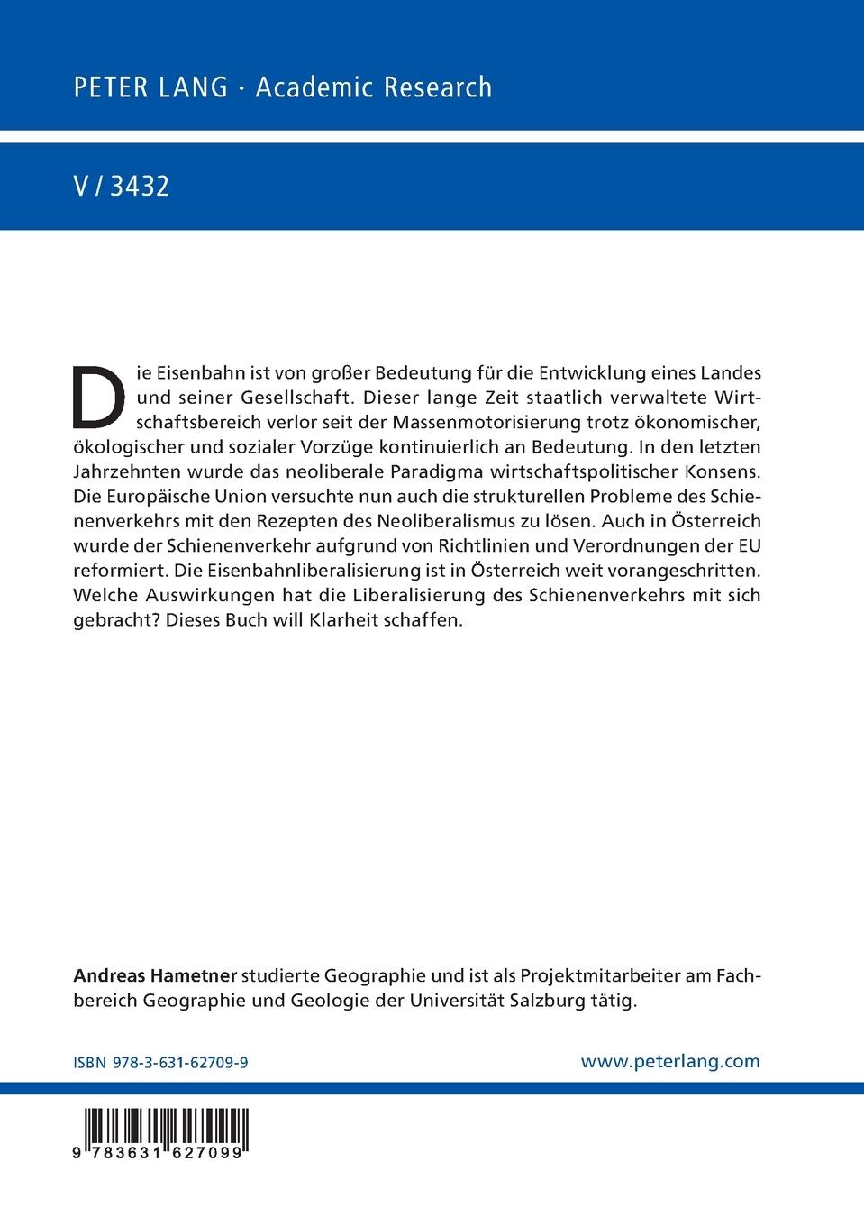 Rückseitencover Bahnreform in Österreich