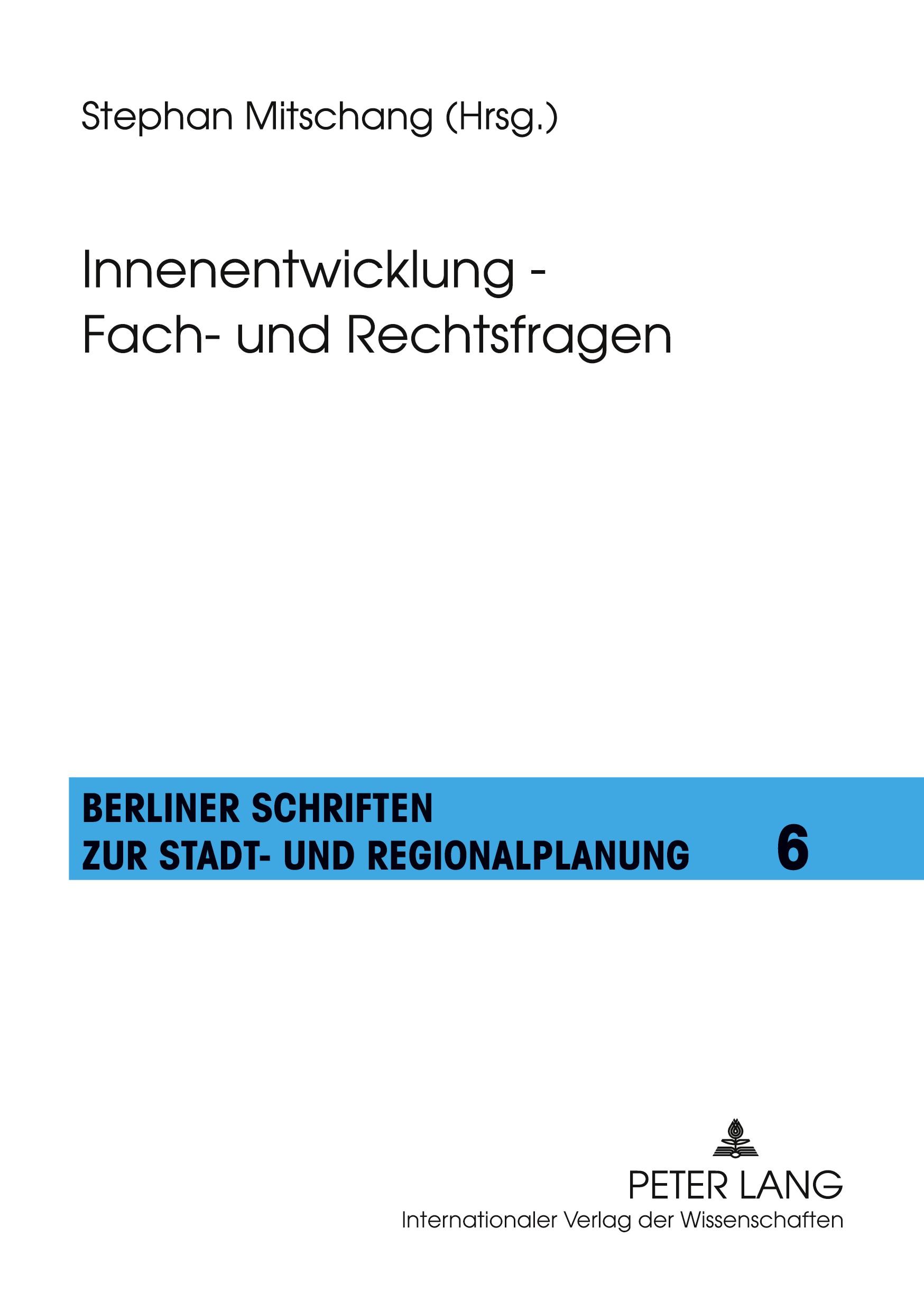 Vorderes Coverbild Innenentwicklung - Fach- und Rechtsfragen