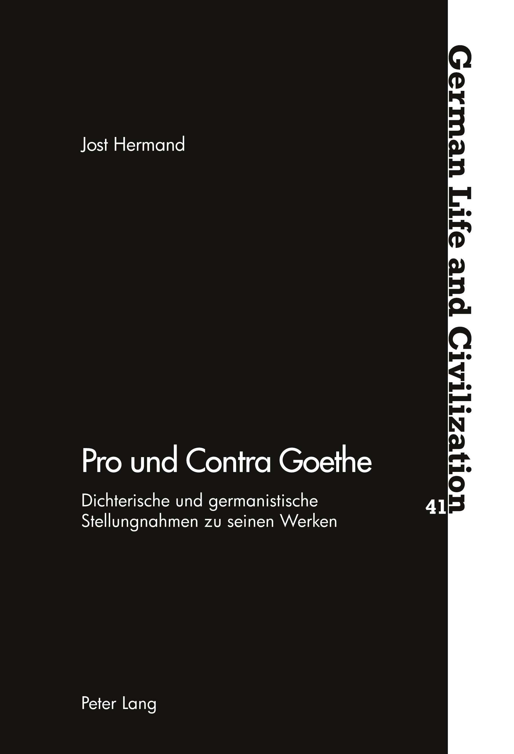 Vorderes Coverbild Pro und Contra Goethe